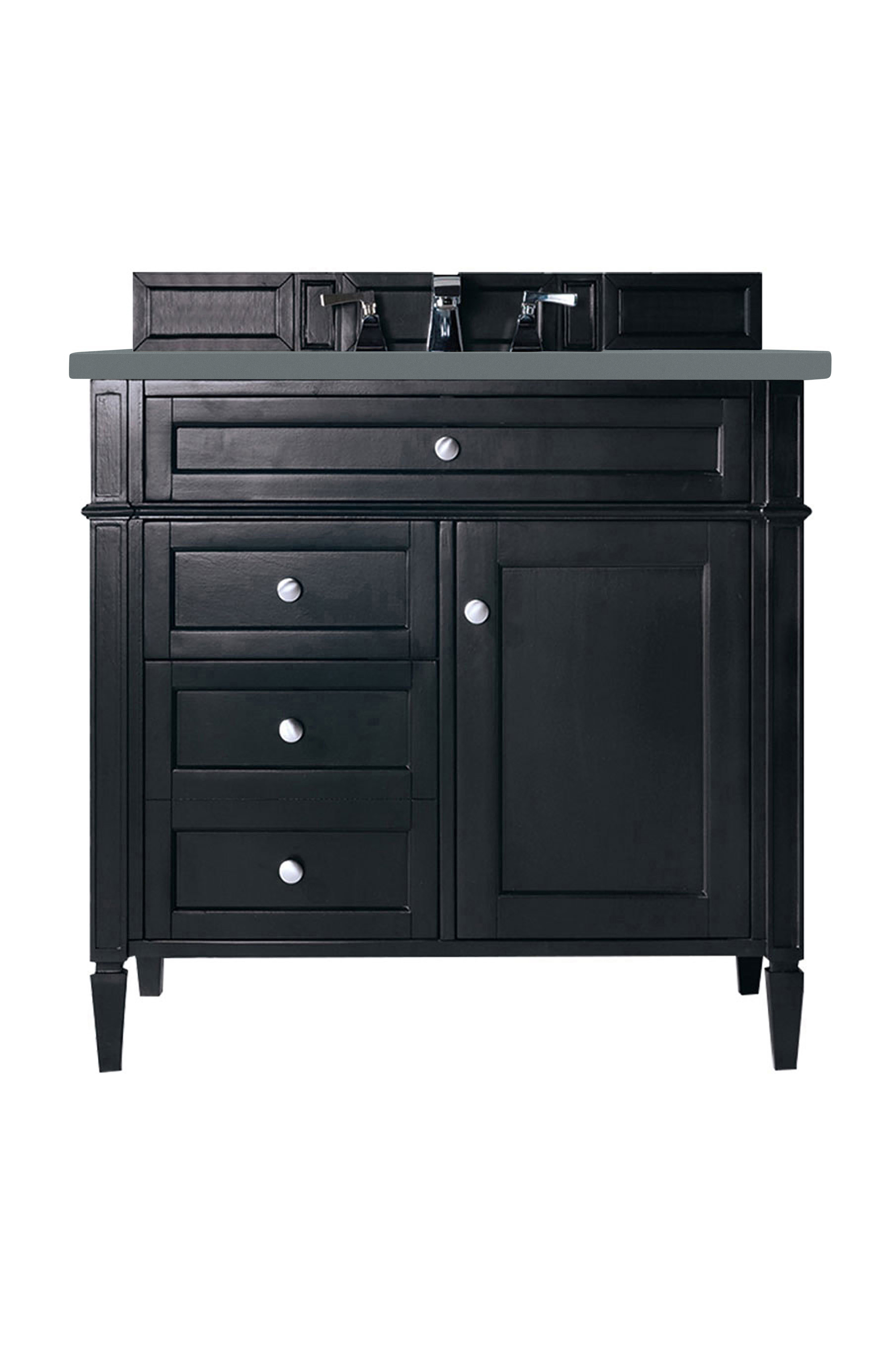 James Martin 650-V36-BKO-3CBL Brittany 36" Black Onyx Single Vanity w/ 3 CM Cala Blue Quartz Top