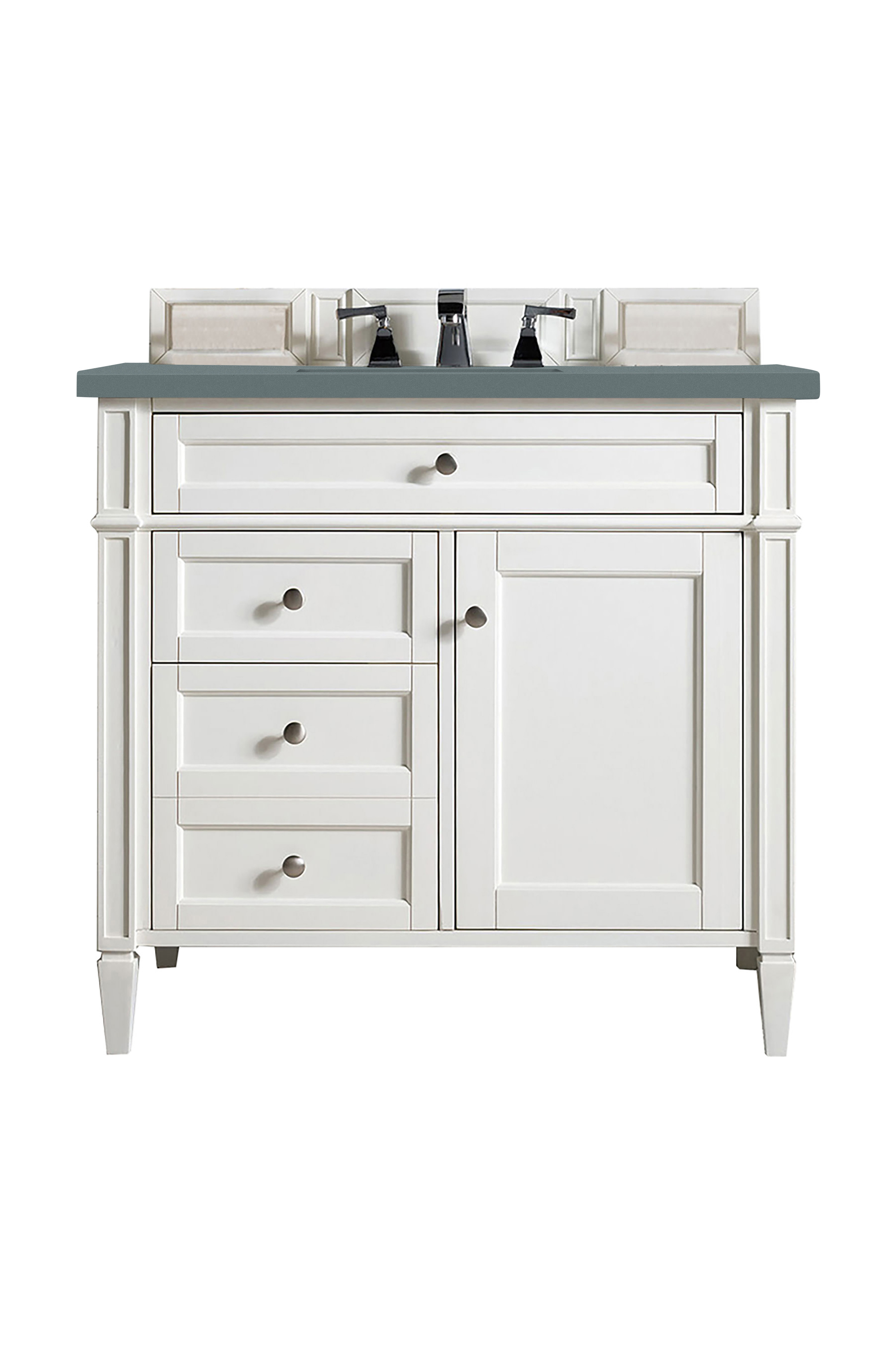 James Martin 650-V36-BW-3CBL Brittany 36" Bright White Single Vanity w/ 3 CM Cala Blue Quartz Top