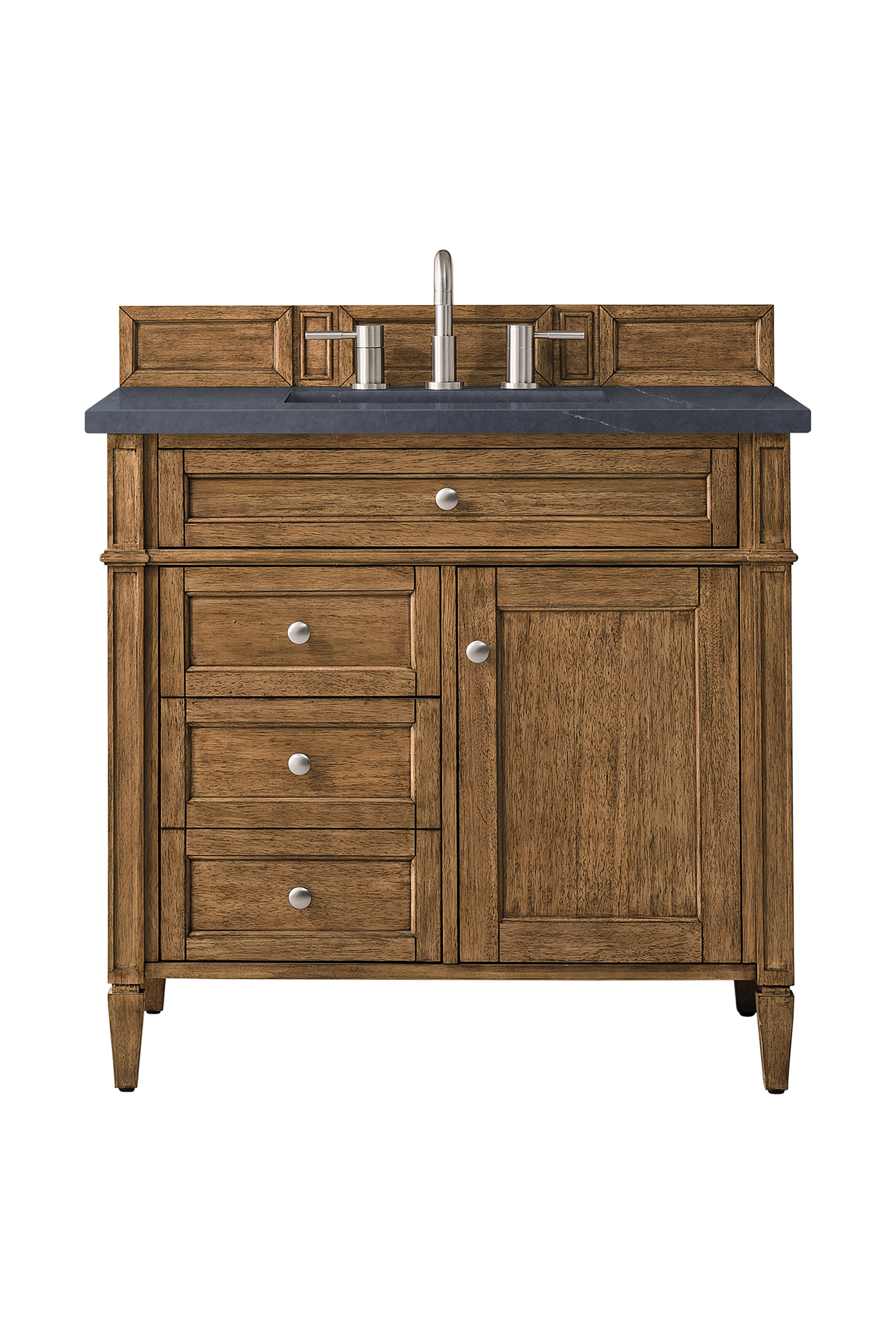 James Martin 650-V36-SBR-3CSP Brittany 36" Saddle Brown Single Vanity w/ 3 CM Charcoal Soapstone Quartz Top