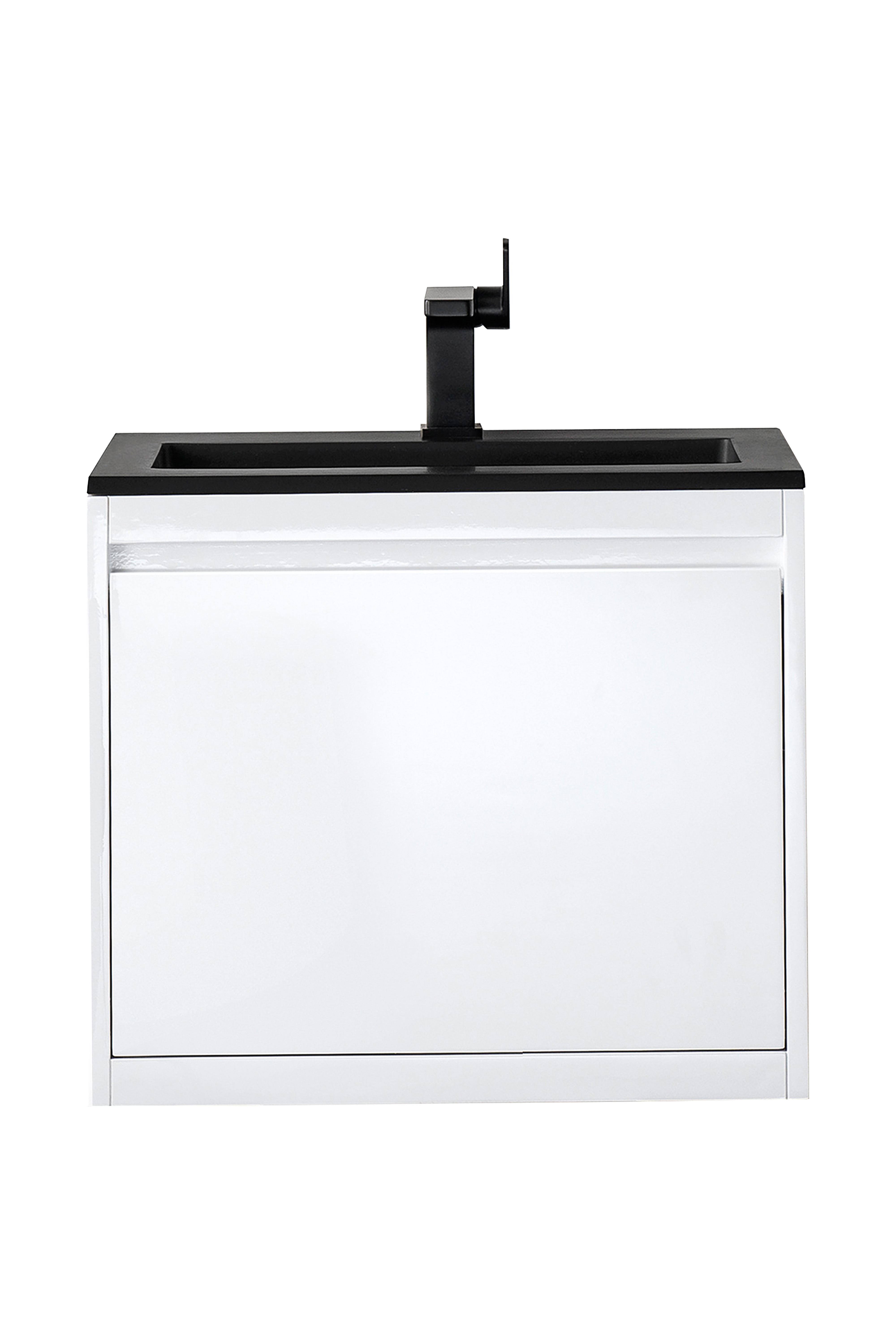James Martin 801V23.6GWCHB Milan 23.6" Single Vanity Cabinet, Glossy White w/Charcoal Black Composite Top