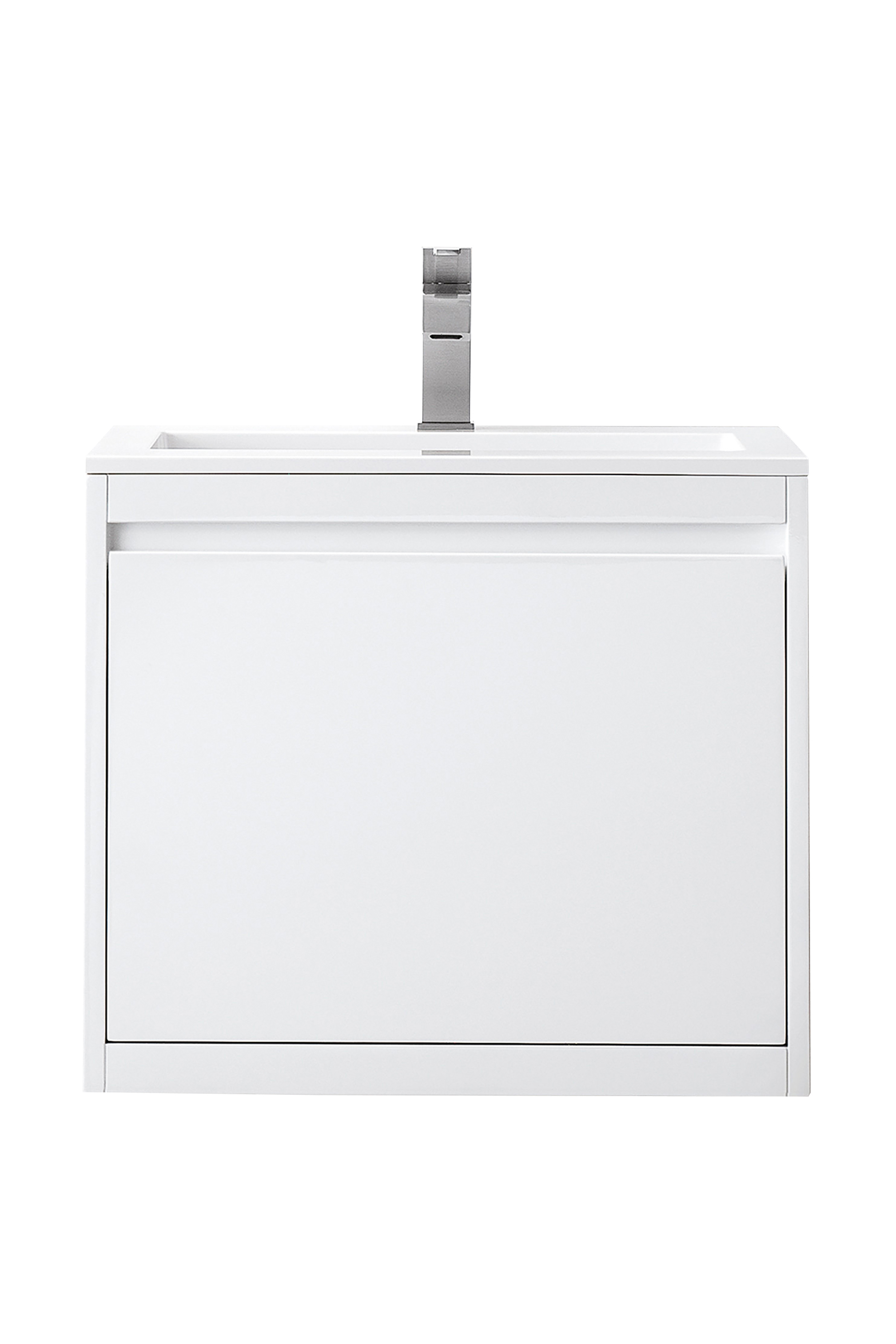 James Martin 801V23.6GWGW Milan 23.6" Single Vanity Cabinet, Glossy White w/Glossy White Composite Top