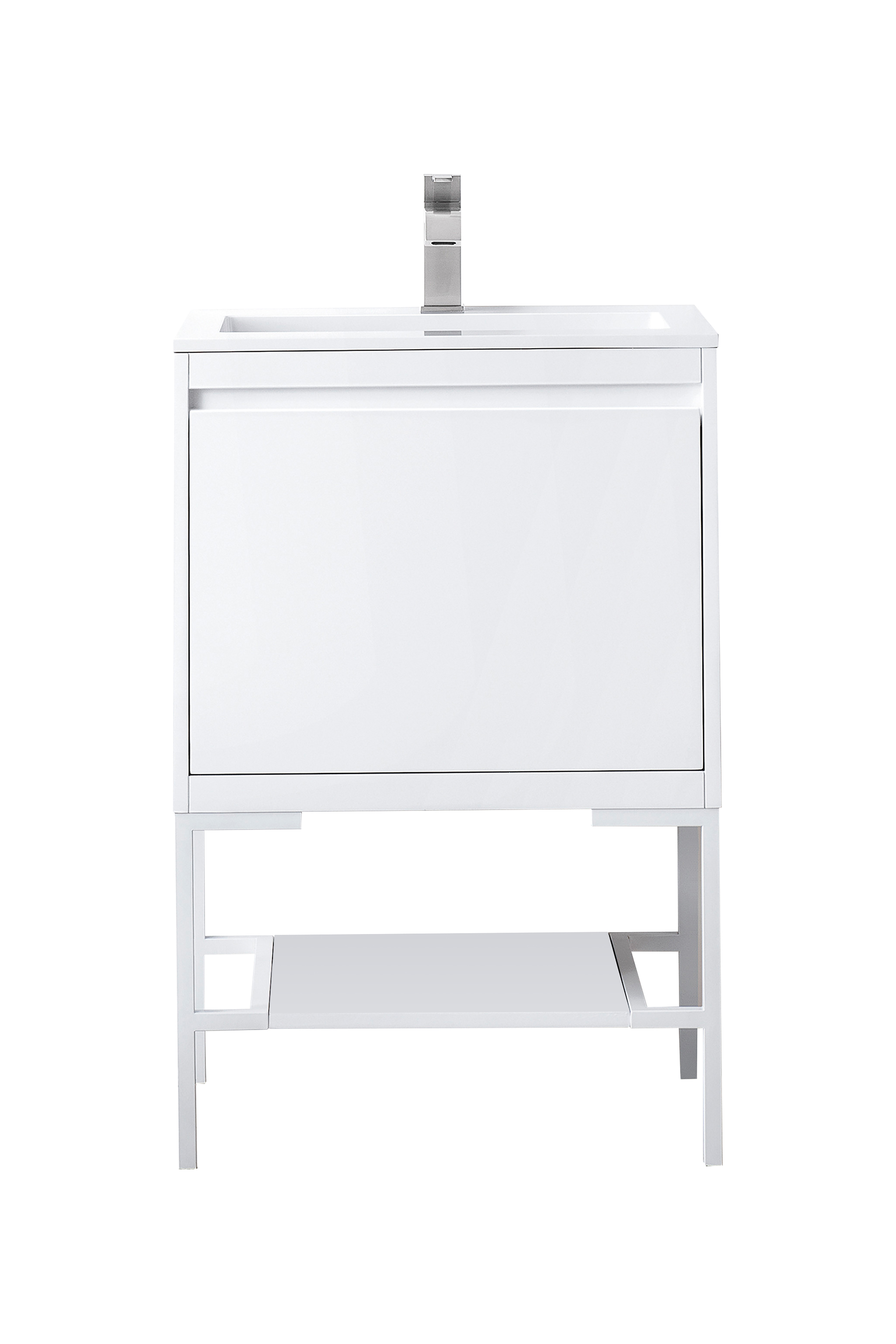 James Martin 801V23.6GWGWGW Milan 23.6" Single Vanity Cabinet, Glossy White, Glossy White w/Glossy White Composite Top
