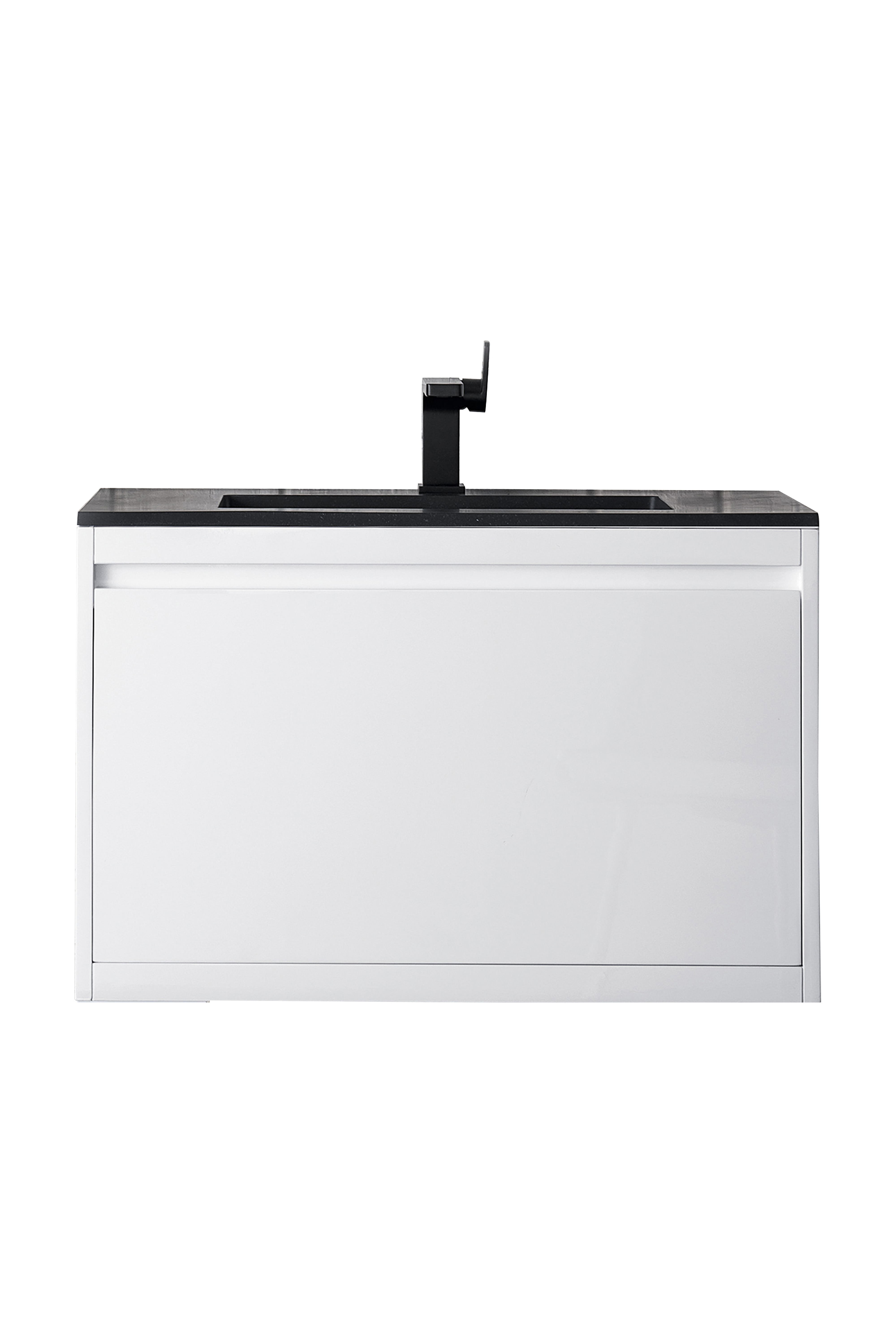 James Martin 801V31.5GWCHB Milan 31.5" Single Vanity Cabinet, Glossy White w/Charcoal Black Composite Top