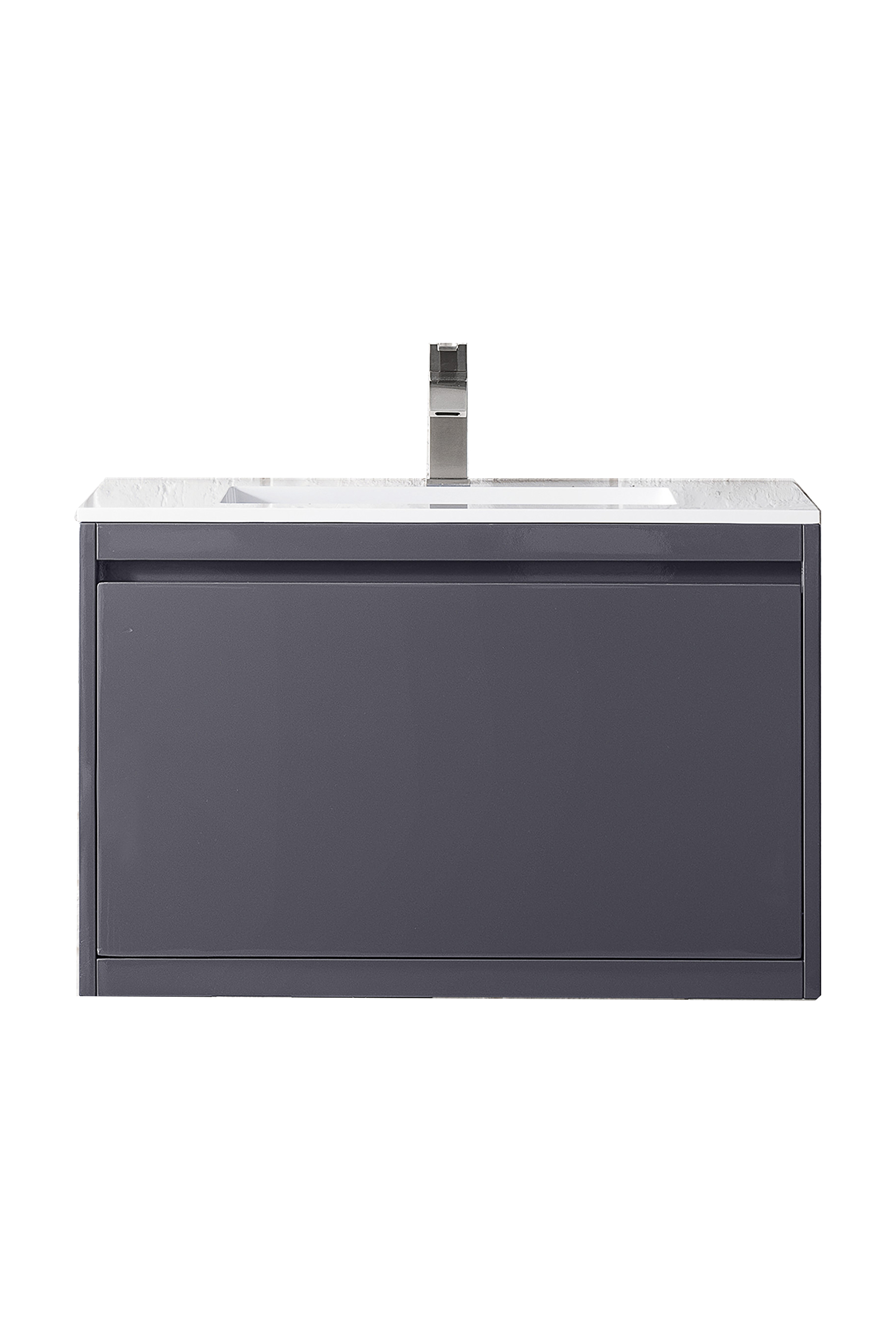 James Martin 801V31.5MGGGW Milan 31.5" Single Vanity Cabinet, Modern Grey Glossy w/Glossy White Composite Top