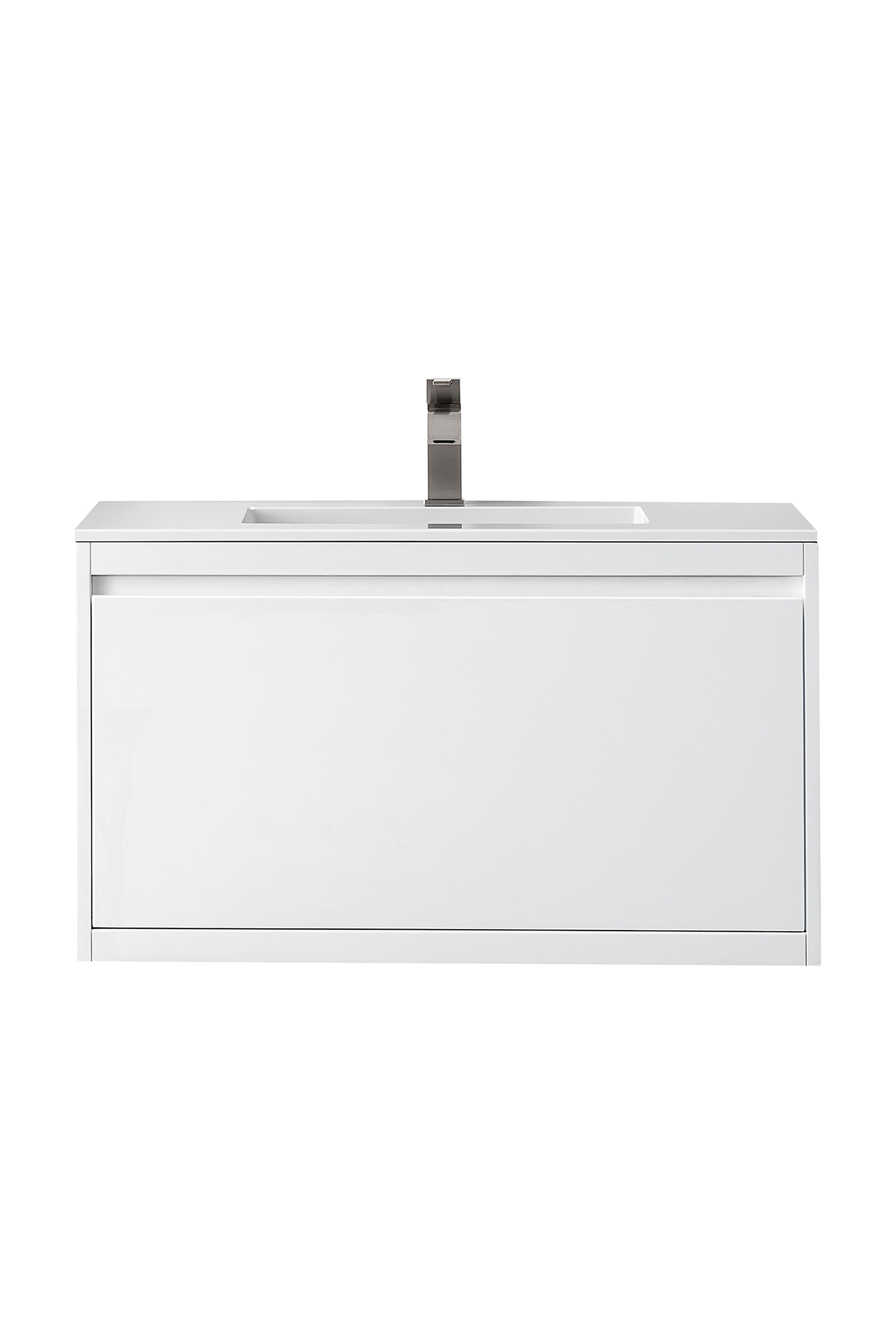 James Martin 801V35.4GWGW Milan 35.4" Single Vanity Cabinet, Glossy White w/Glossy White Composite Top