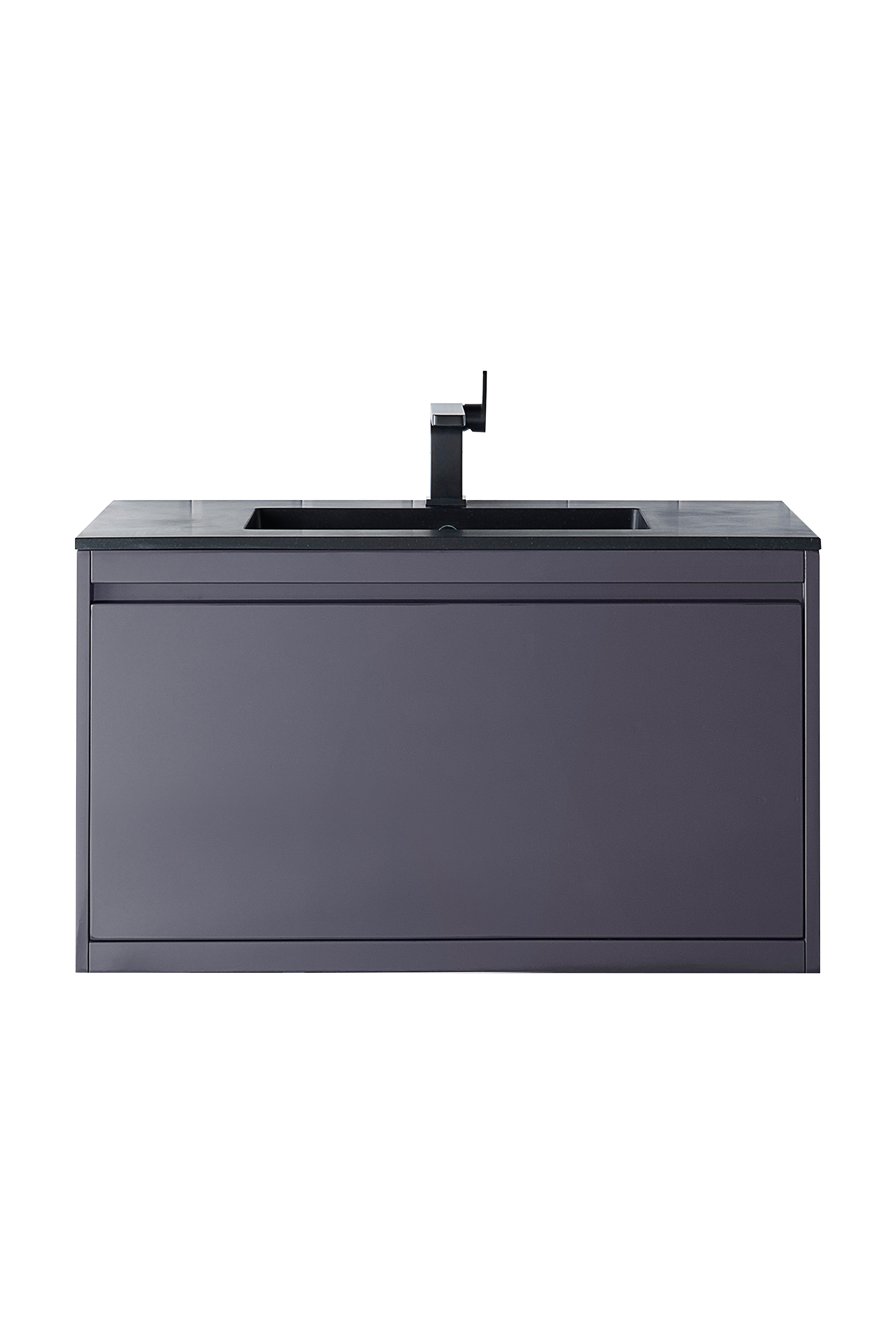 James Martin 801V35.4MGGCHB Milan 35.4" Single Vanity Cabinet, Modern Grey Glossy w/Charcoal Black Composite Top
