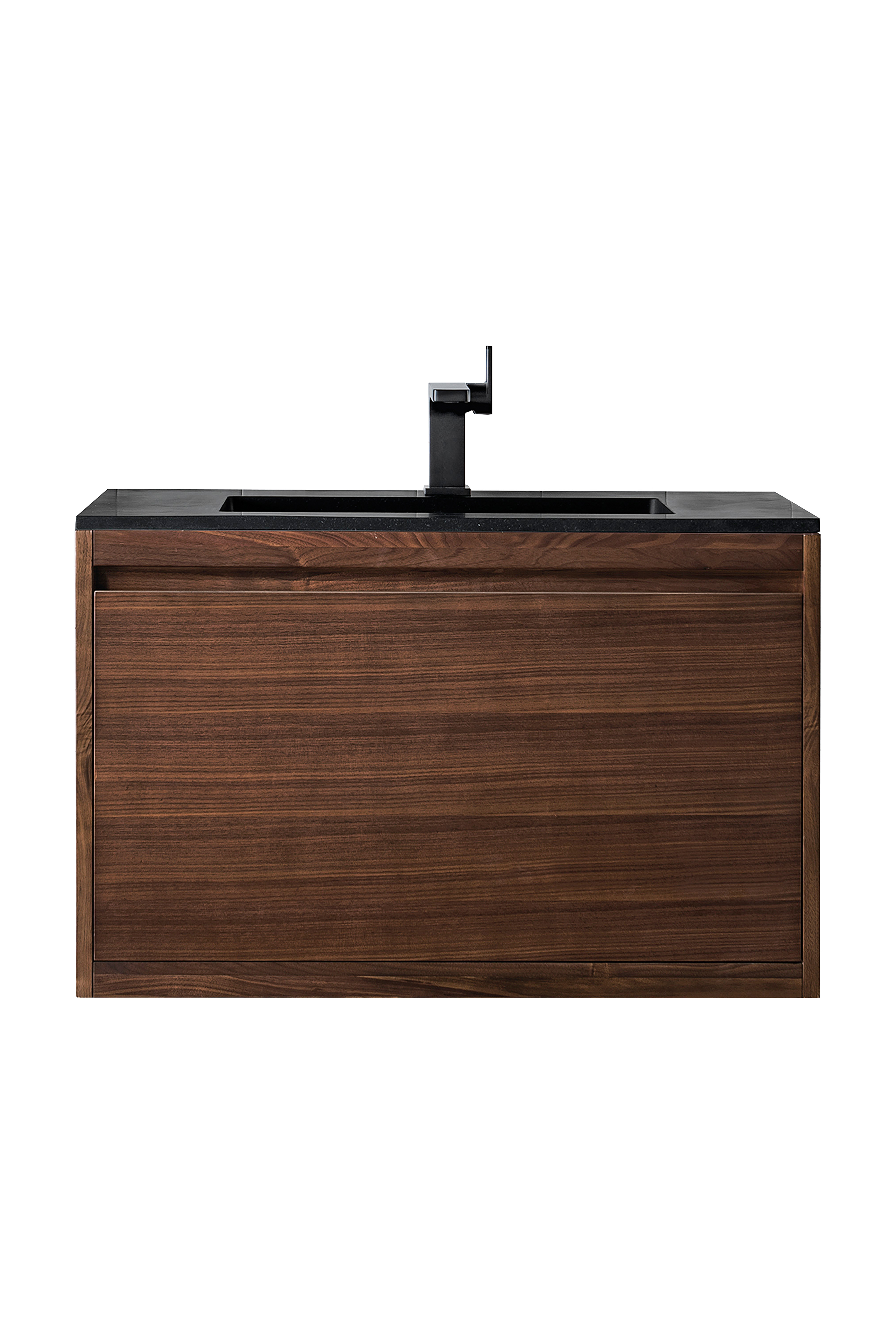 James Martin 801V35.4WLTCHB Milan 35.4" Single Vanity Cabinet, Mid Century Walnut w/Charcoal Black Composite Top