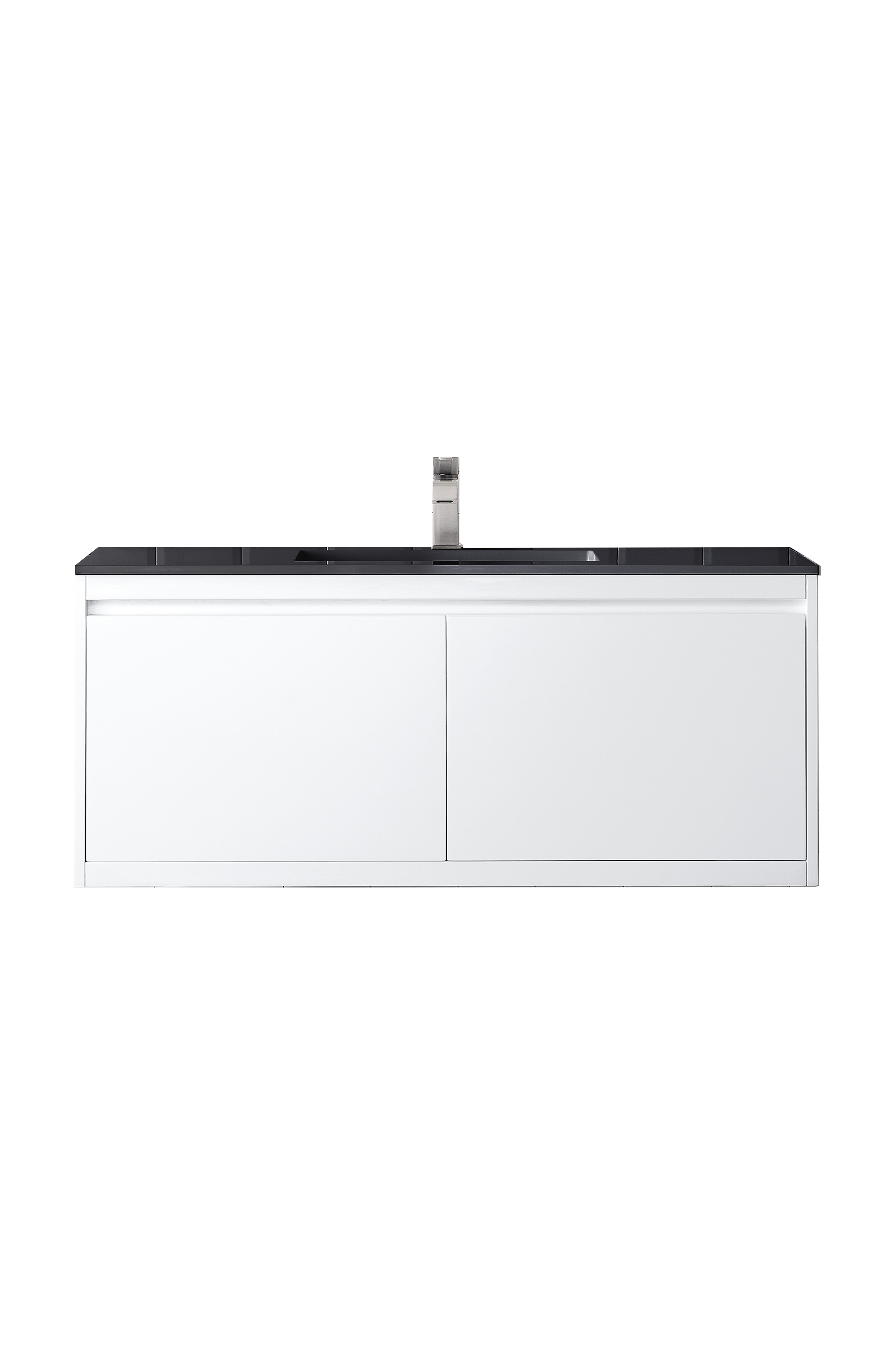 James Martin 801V47.3GWCHB Milan 47.3" Single Vanity Cabinet, Glossy White w/Charcoal Black Composite Top