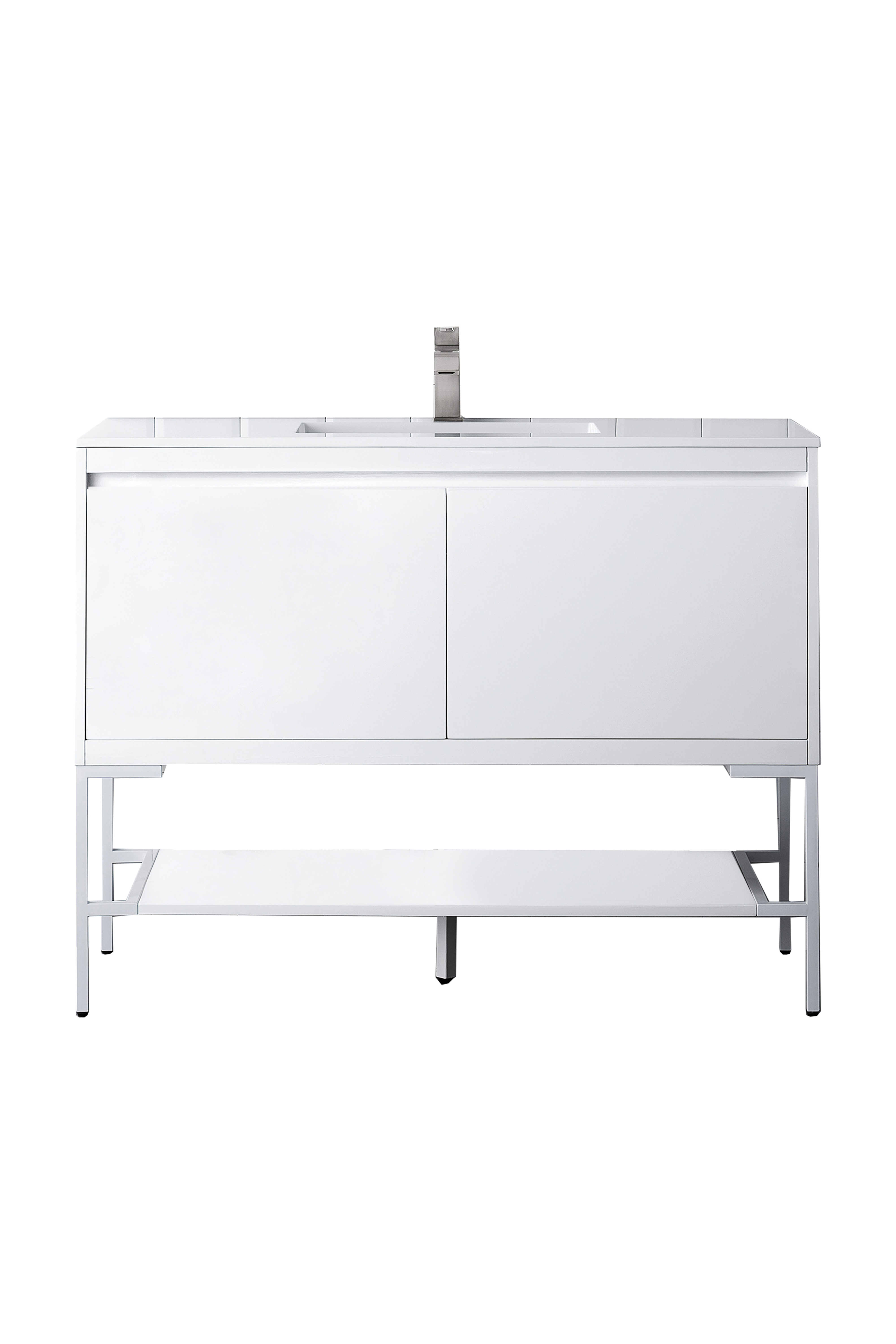 James Martin 801V47.3GWGWGW Milan 47.3" Single Vanity Cabinet, Glossy White, Glossy White w/Glossy White Composite Top
