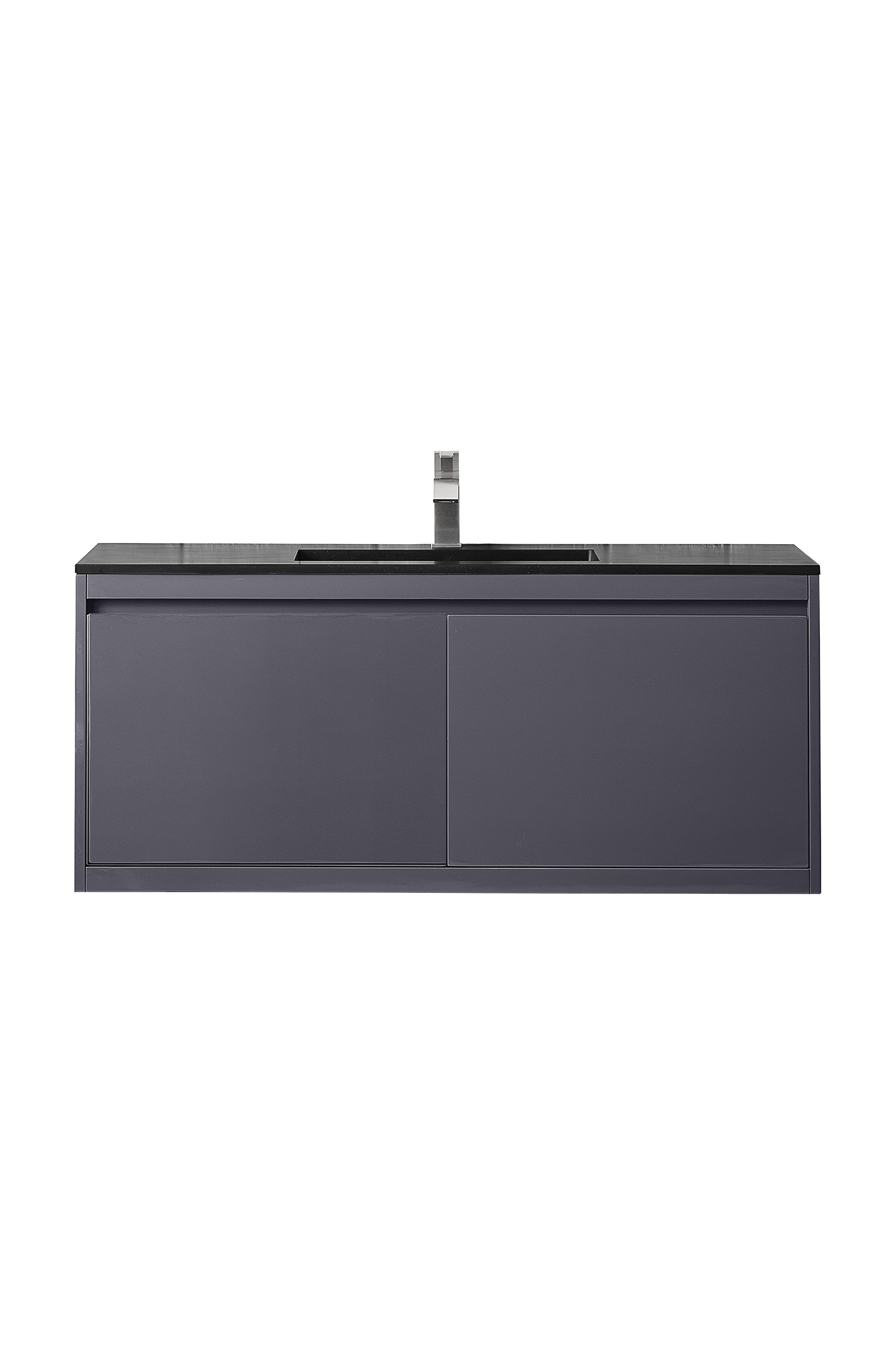 James Martin 801V47.3MGGCHB Milan 47.3" Single Vanity Cabinet, Modern Grey Glossy w/Charcoal Black Composite Top