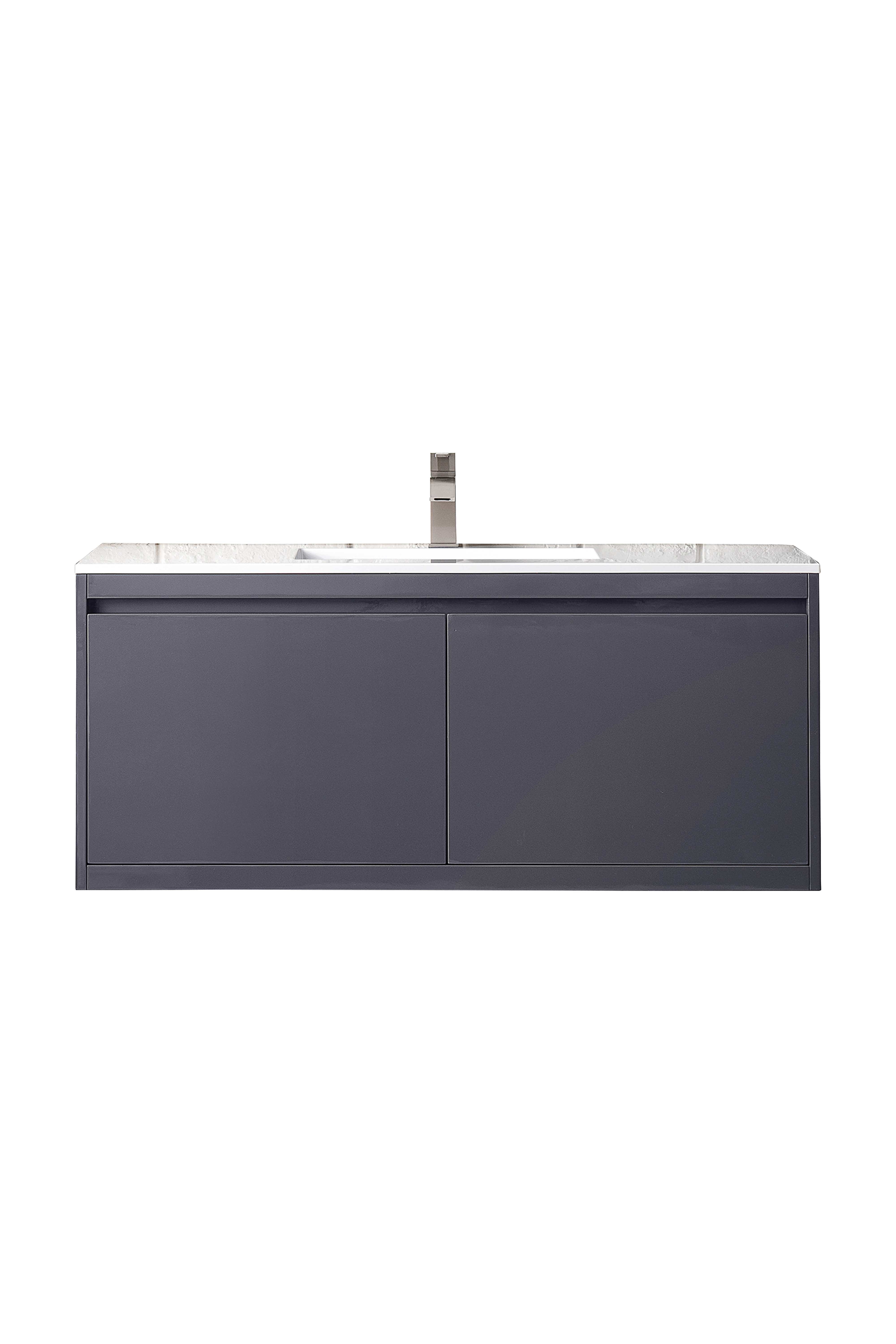 James Martin 801V47.3MGGGW Milan 47.3" Single Vanity Cabinet, Modern Grey Glossy w/Glossy White Composite Top