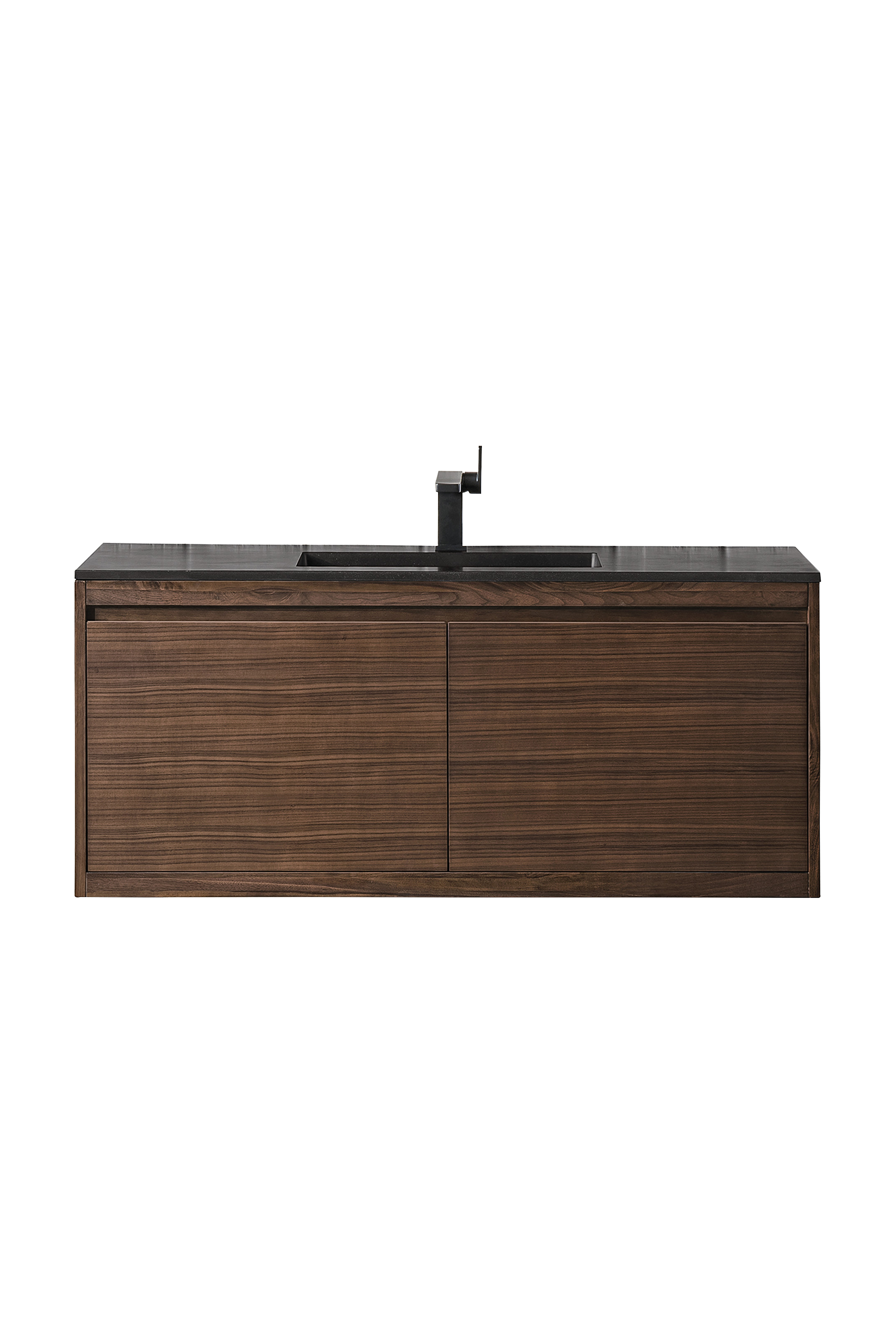 James Martin 801V47.3WLTCHB Milan 47.3" Single Vanity Cabinet, Mid Century Walnut w/Charcoal Black Composite Top