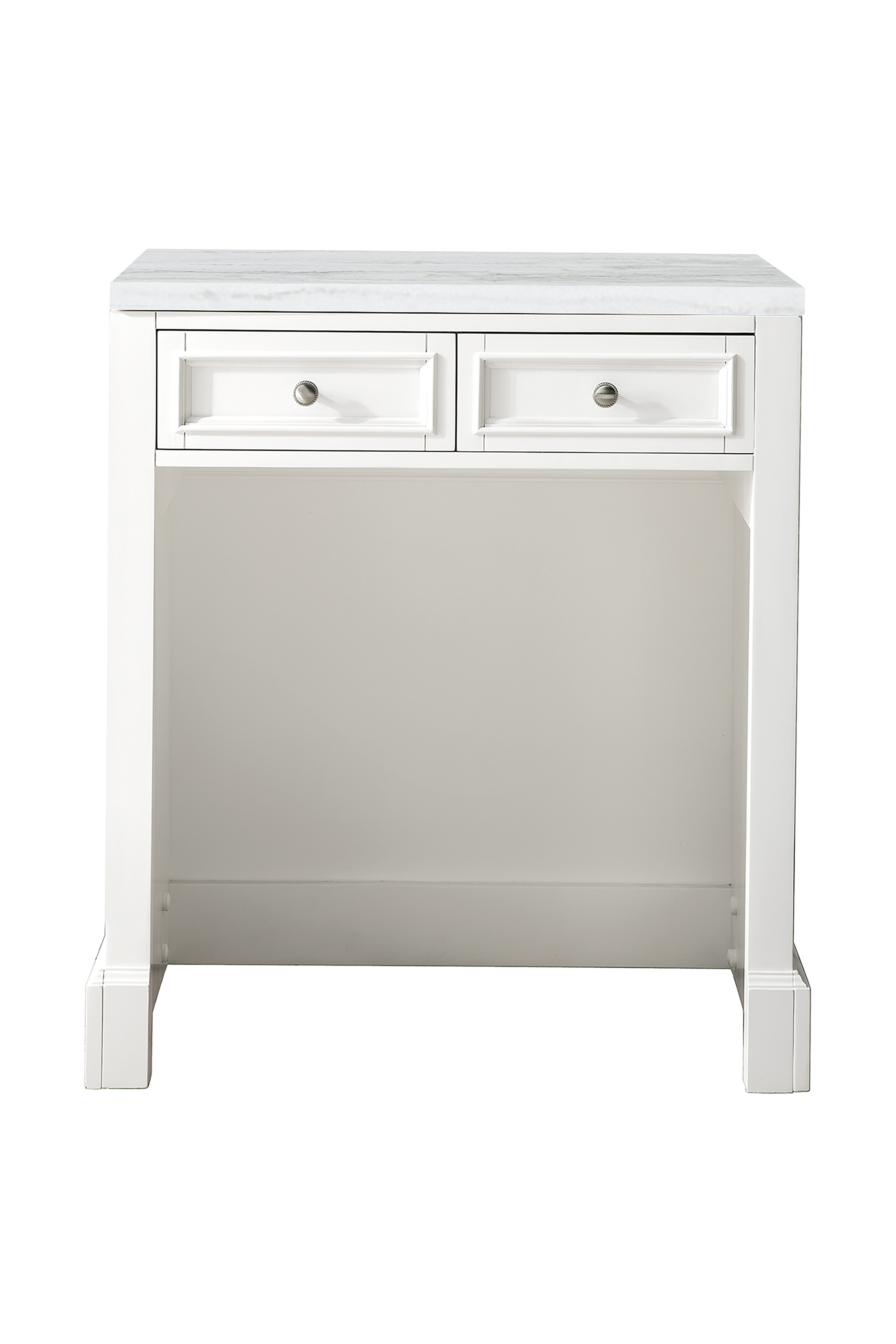 James Martin 825-CU30-BW-3AF De Soto 30" Countertop Unit (makeup counter), Bright White w/ 3 CM Arctic Fall Solid Surface Top - Click Image to Close