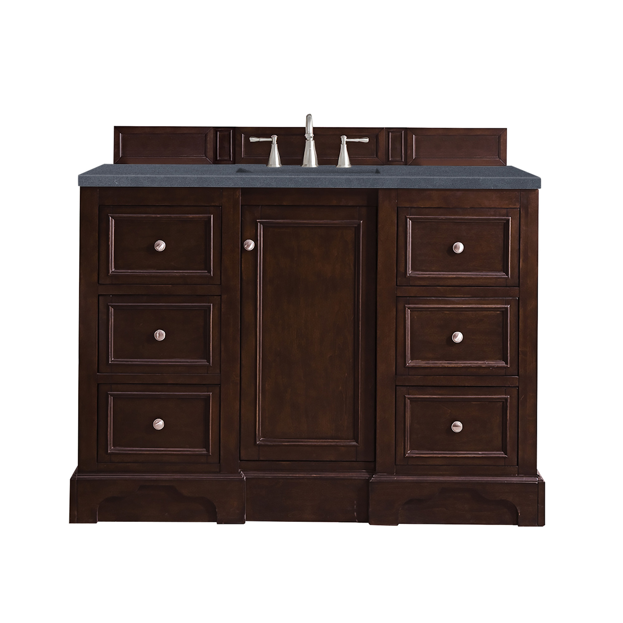 James Martin 825-V48-BNM-3CSP De Soto 48" Single Vanity, Burnished Mahogany, w/ 3 CM Charcoal Soapstone Quartz Top