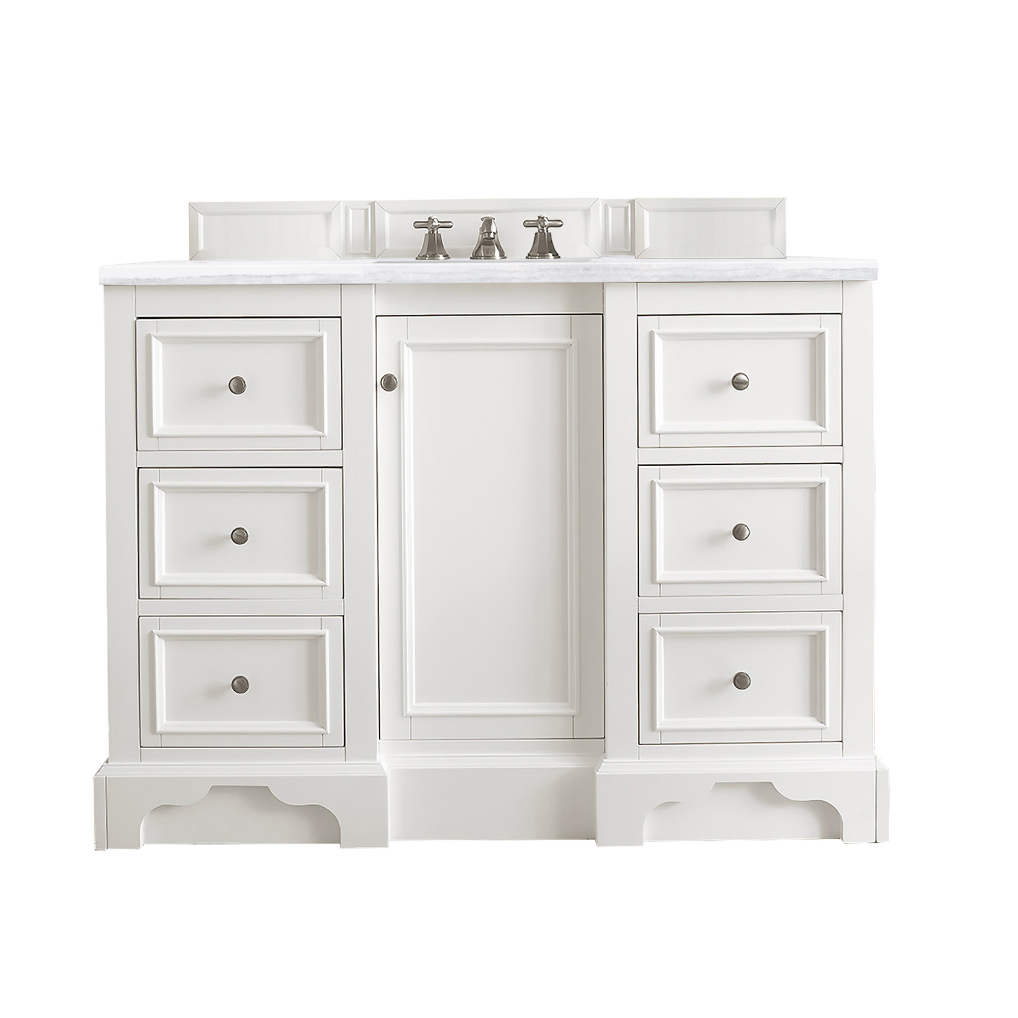 James Martin 825-V48-BW-3AF De Soto 48" Single Vanity, Bright White w/ 3 CM Arctic Fall Solid Surface Top