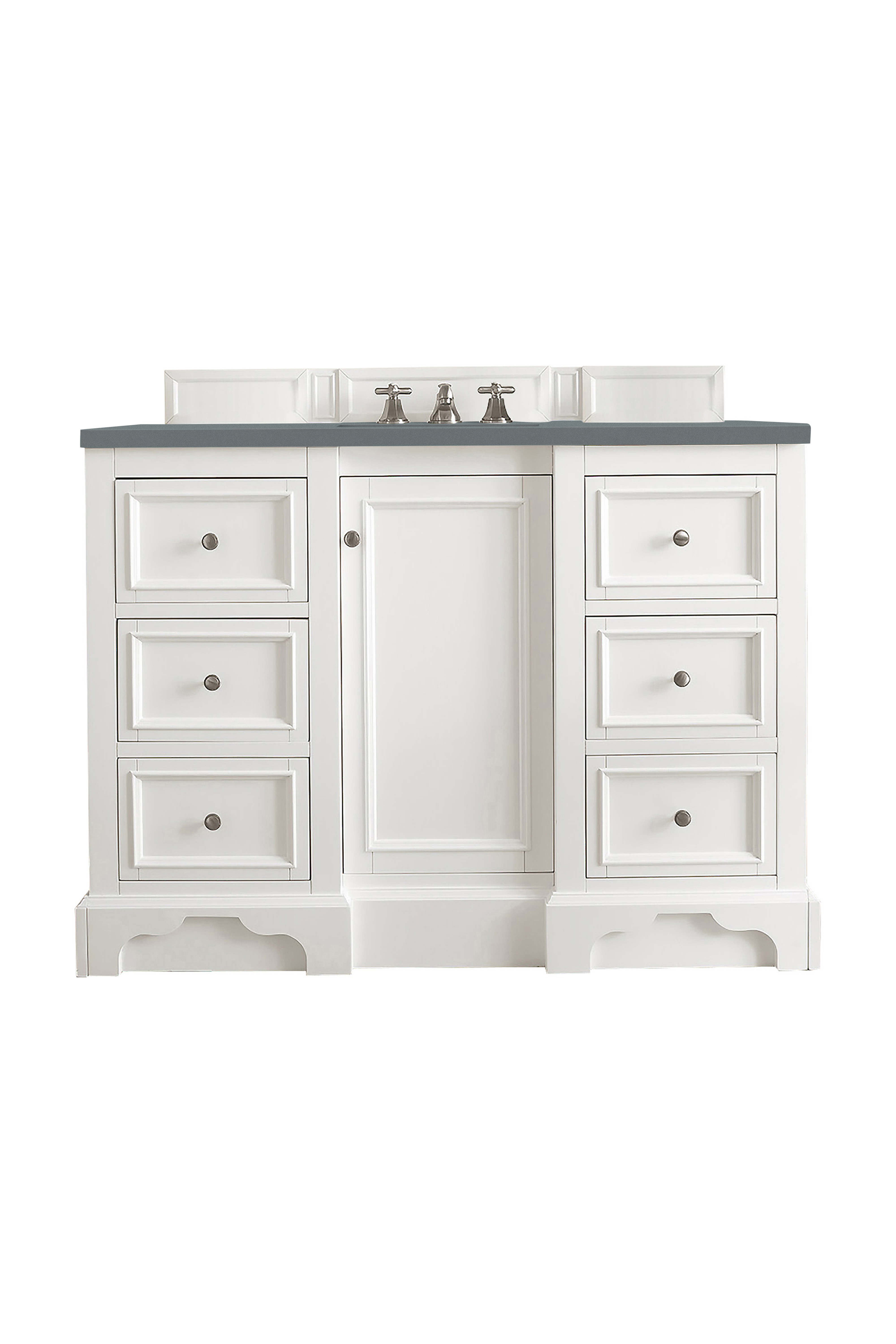 James Martin 825-V48-BW-3CBL De Soto 48" Single Vanity, Bright White, w/ 3 CM Cala Blue Quartz Top