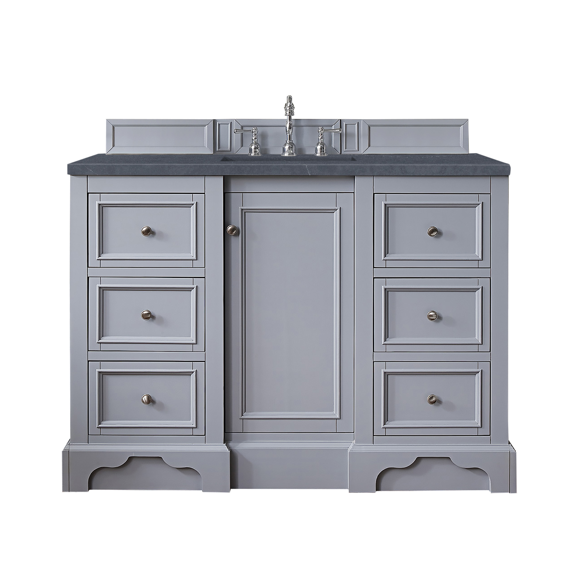 James Martin 825-V48-SL-3CSP De Soto 48" Single Vanity, Silver Gray, w/ 3 CM Charcoal Soapstone Quartz Top