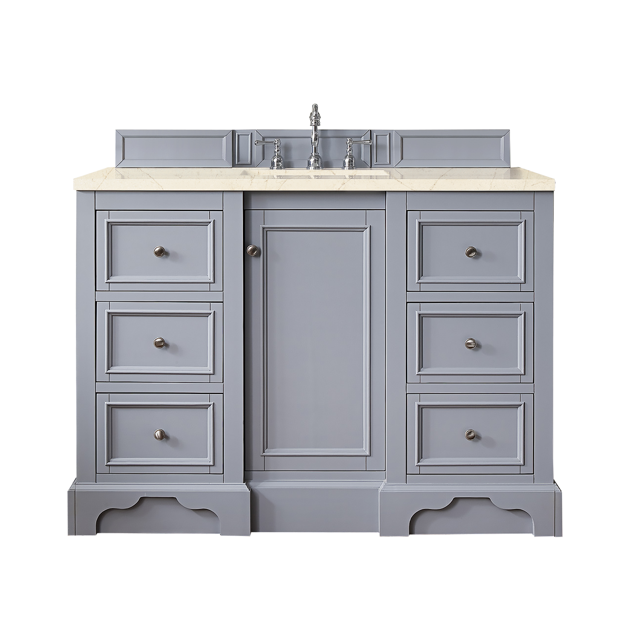 James Martin 825-V48-SL-3EMR De Soto 48" Single Vanity, Silver Gray, w/ 3 CM Eternal Marfil Quartz Top