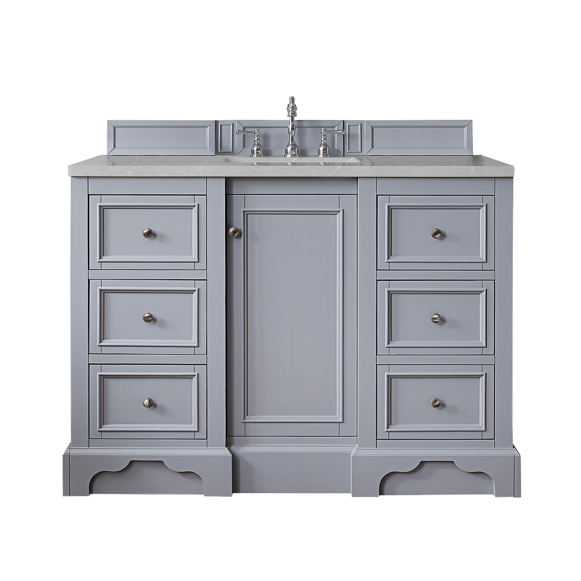 James Martin 825-V48-SL-3ESR De Soto 48" Single Vanity, Silver Gray, w/ 3 CM Eternal Serena Quartz Top