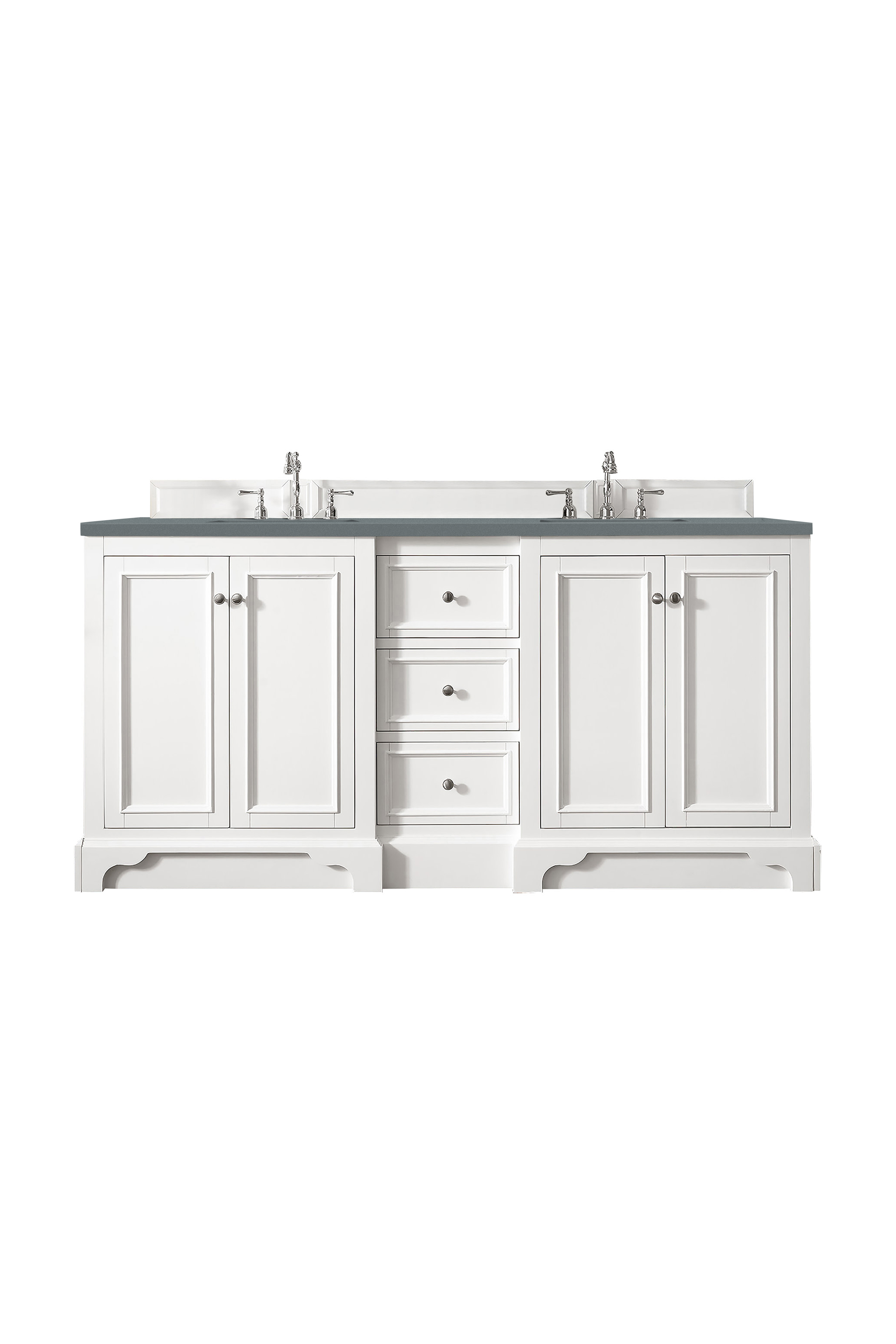 James Martin 825-V72-BW-3CBL De Soto 72" Double Vanity, Bright White, w/ 3 CM Cala Blue Quartz Top