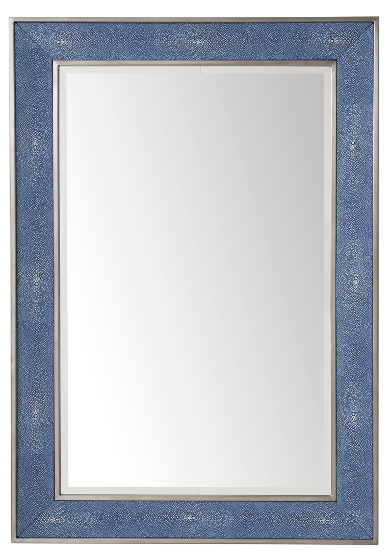 James Martin 961-M28-SL-DB Element 28" Mirror, Silver w/ Delft Blue
