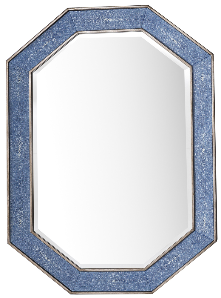 James Martin 963-M30-SL-DB Tangent 30" Mirror, Silver w/ Delft Blue