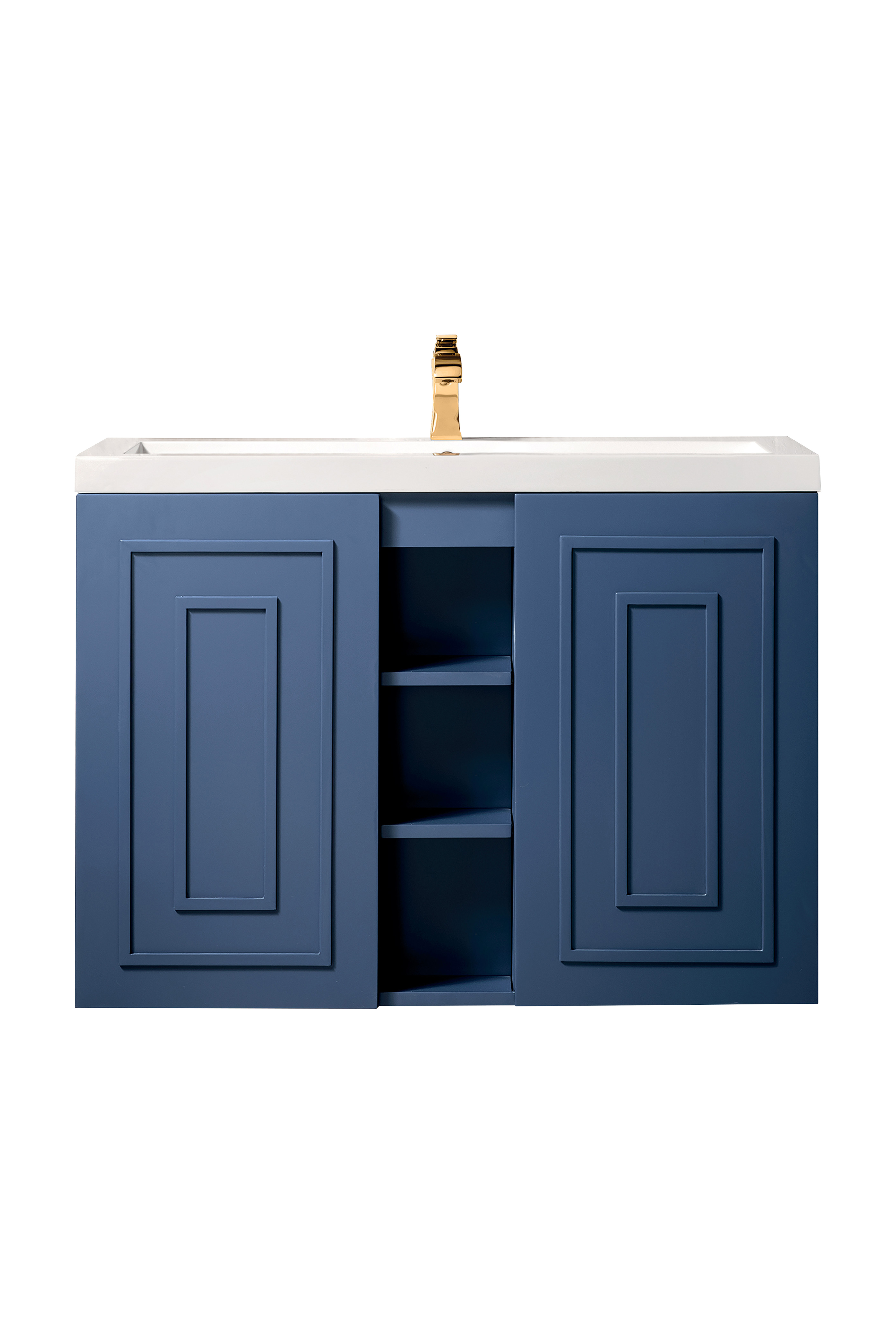 James Martin E110V39.5AZBWG Alicante' 39.5" Single Vanity Cabinet, Azure Blue w/ White Glossy Composite Countertop