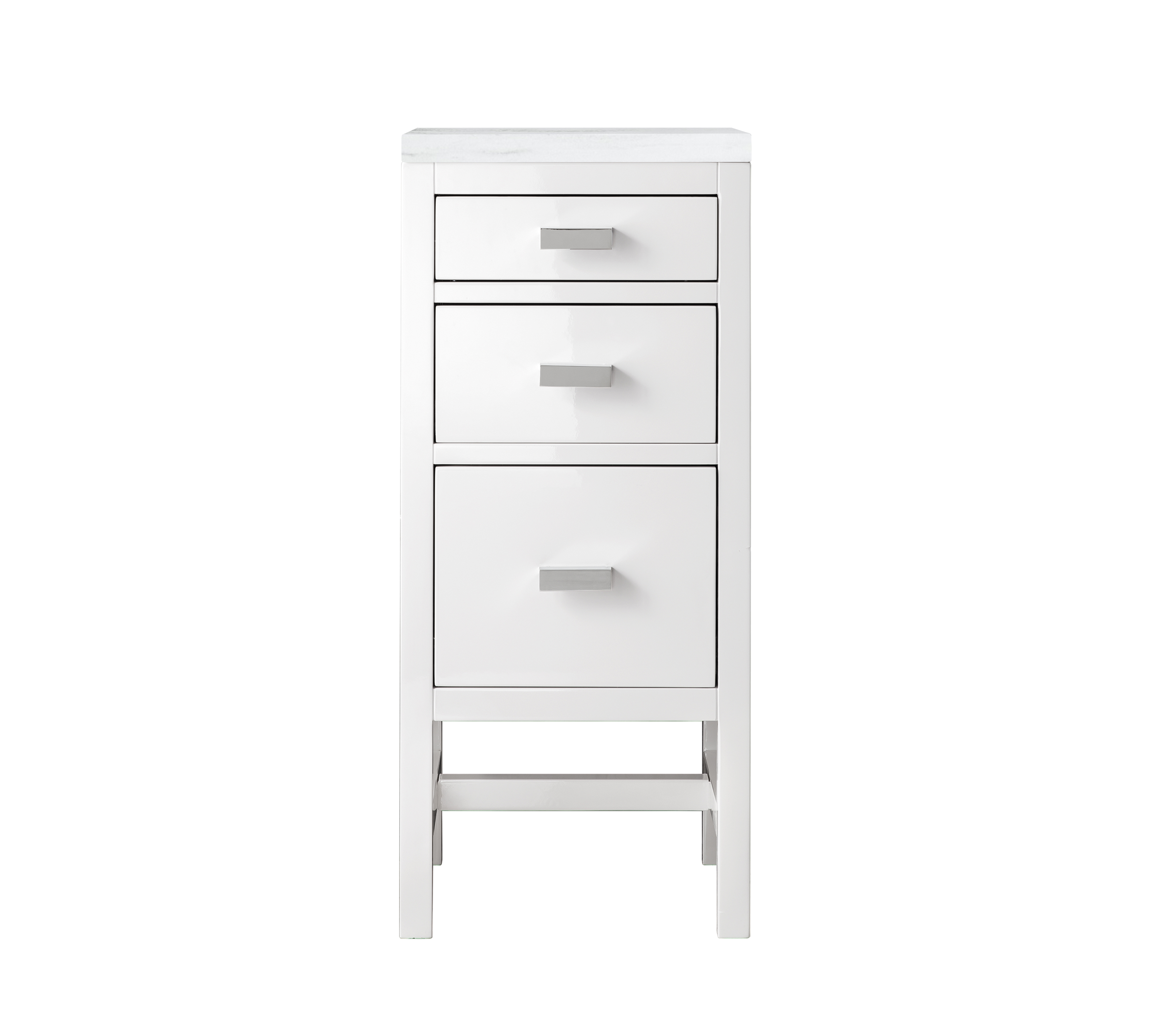 James Martin E444-BC15-GW-3AF Addison 15" Base Cabinet w/ Drawers, Glossy White w/ 3 CM Arctic Fall Solid Surface Top - Click Image to Close