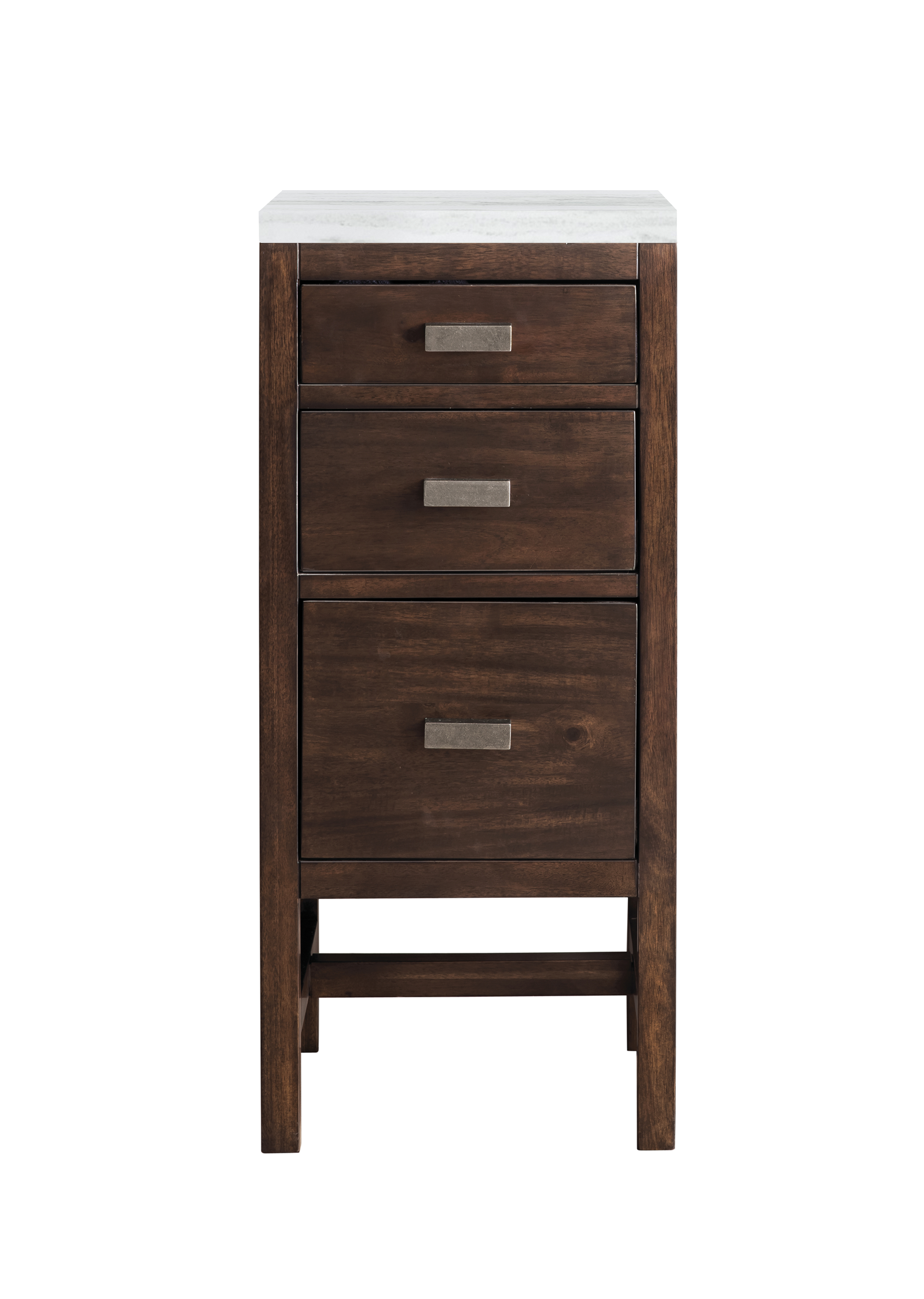 James Martin E444-BC15-MCA-3AF Addison 15" Base Cabinet w/ Drawers, Mid Century Acacia w/ 3 CM Arctic Fall Solid Surface Top - Click Image to Close