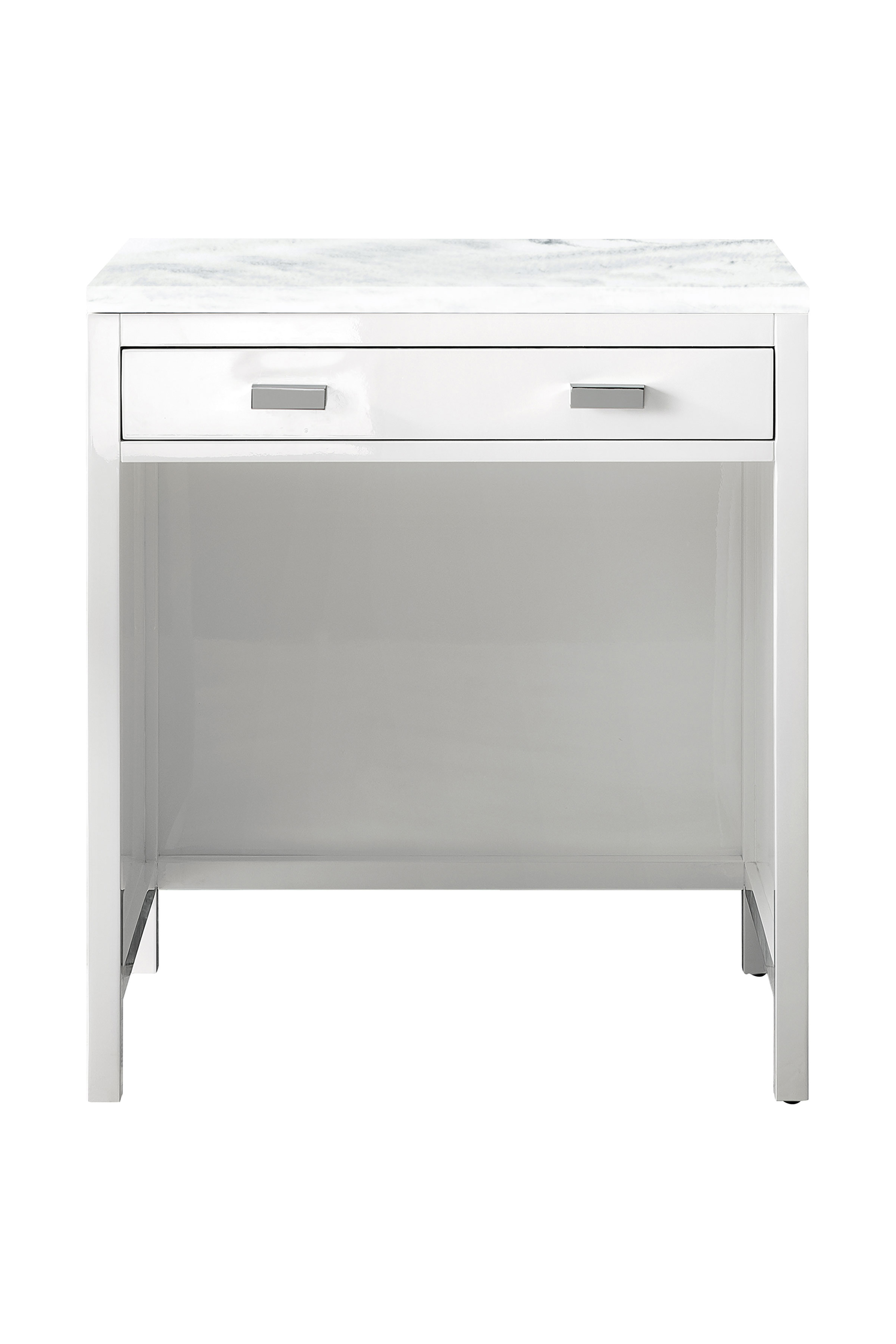 James Martin E444-CU30-GW-3AF Addison 30" Free-standing Countertop Unit (Makeup Counter), Glossy White w/ 3 CM Arctic Fall Solid Surface Top