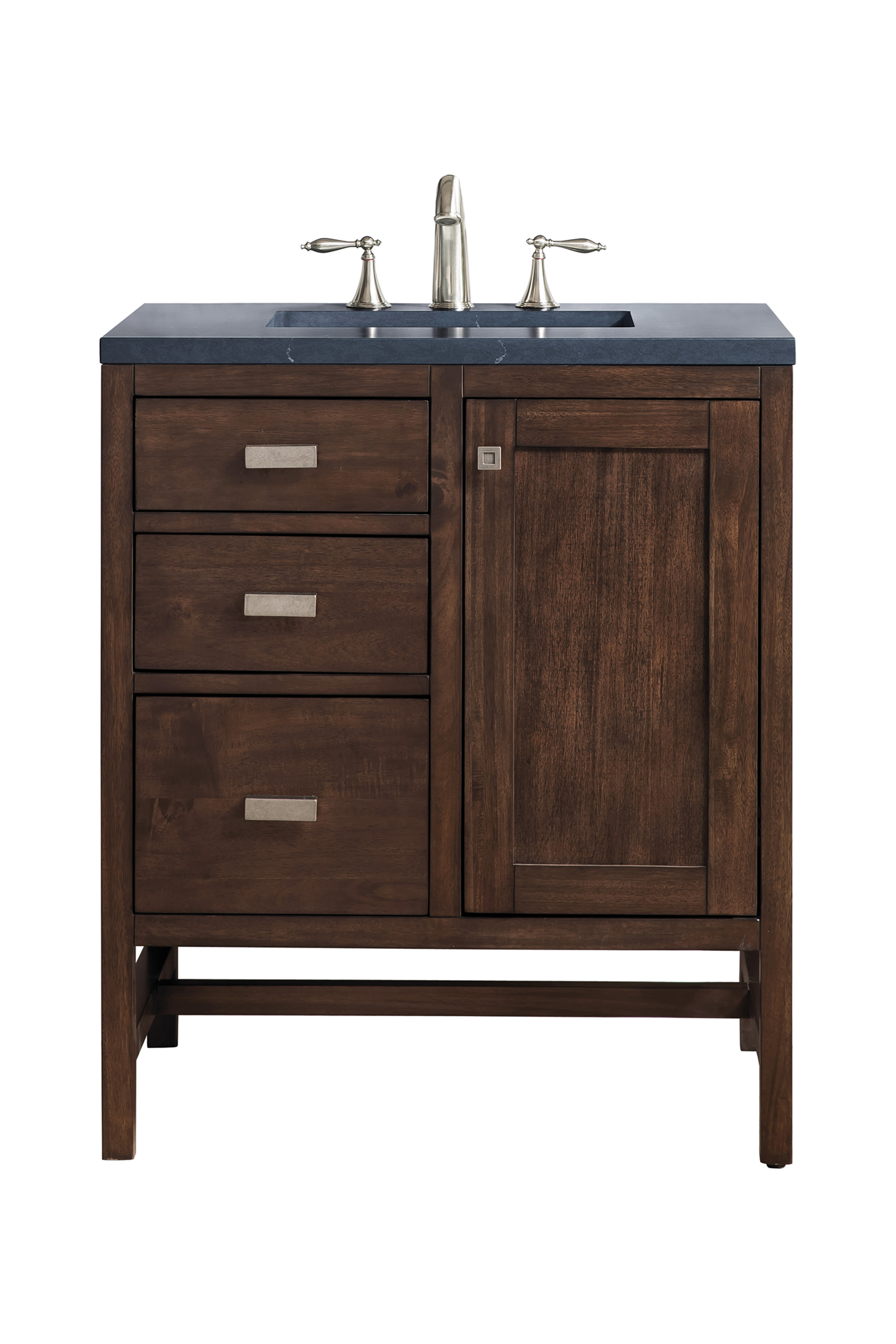 James Martin E444-V30-MCA-3CSP Addison 30" Single Vanity Cabinet, Mid Century Acacia, w/ 3 CM Charcoal Soapstone Quartz Top