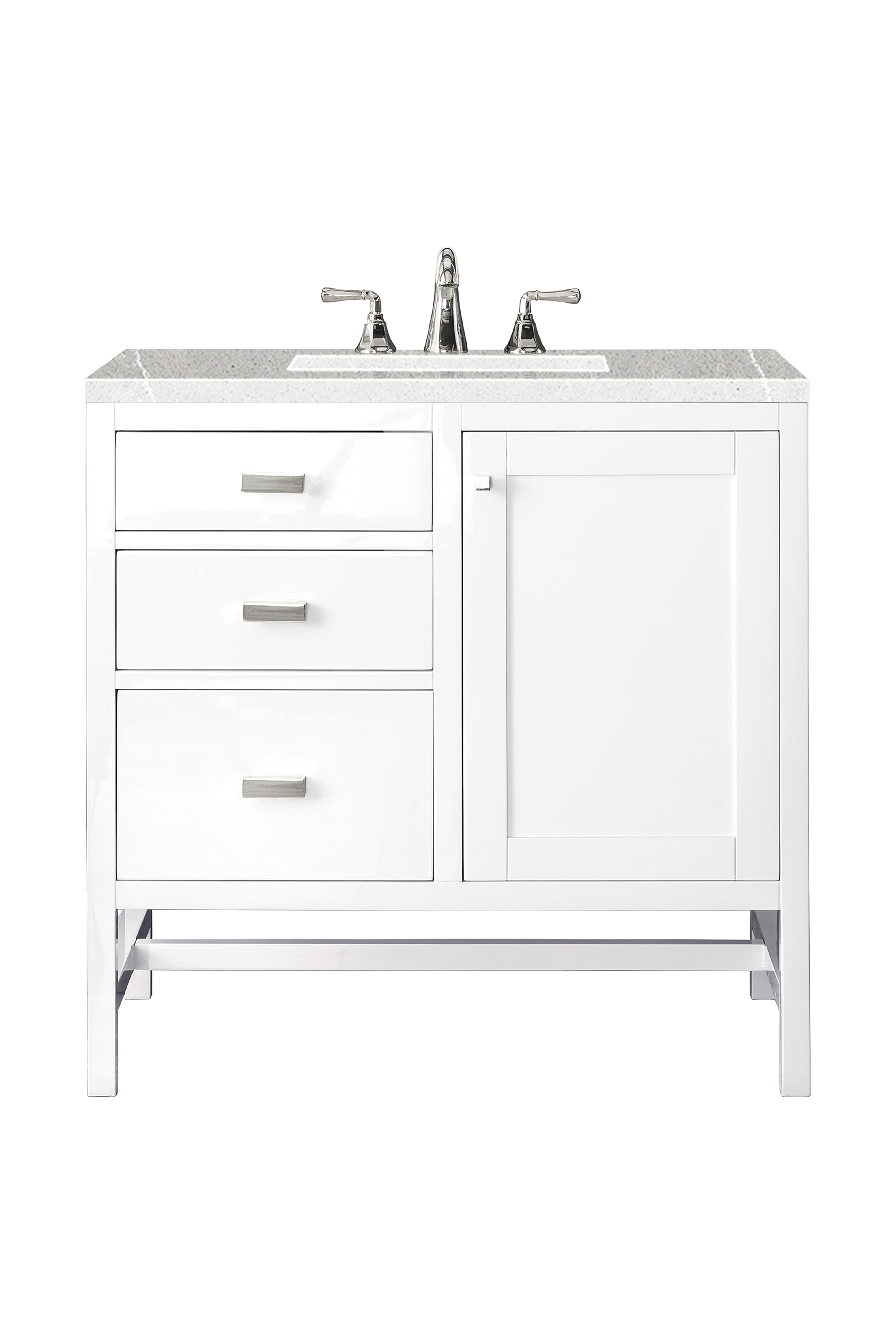 James Martin E444-V36-GW-3ESR Addison 36" Single Vanity Cabinet, Glossy White, w/ 3 CM Eternal Serena Top