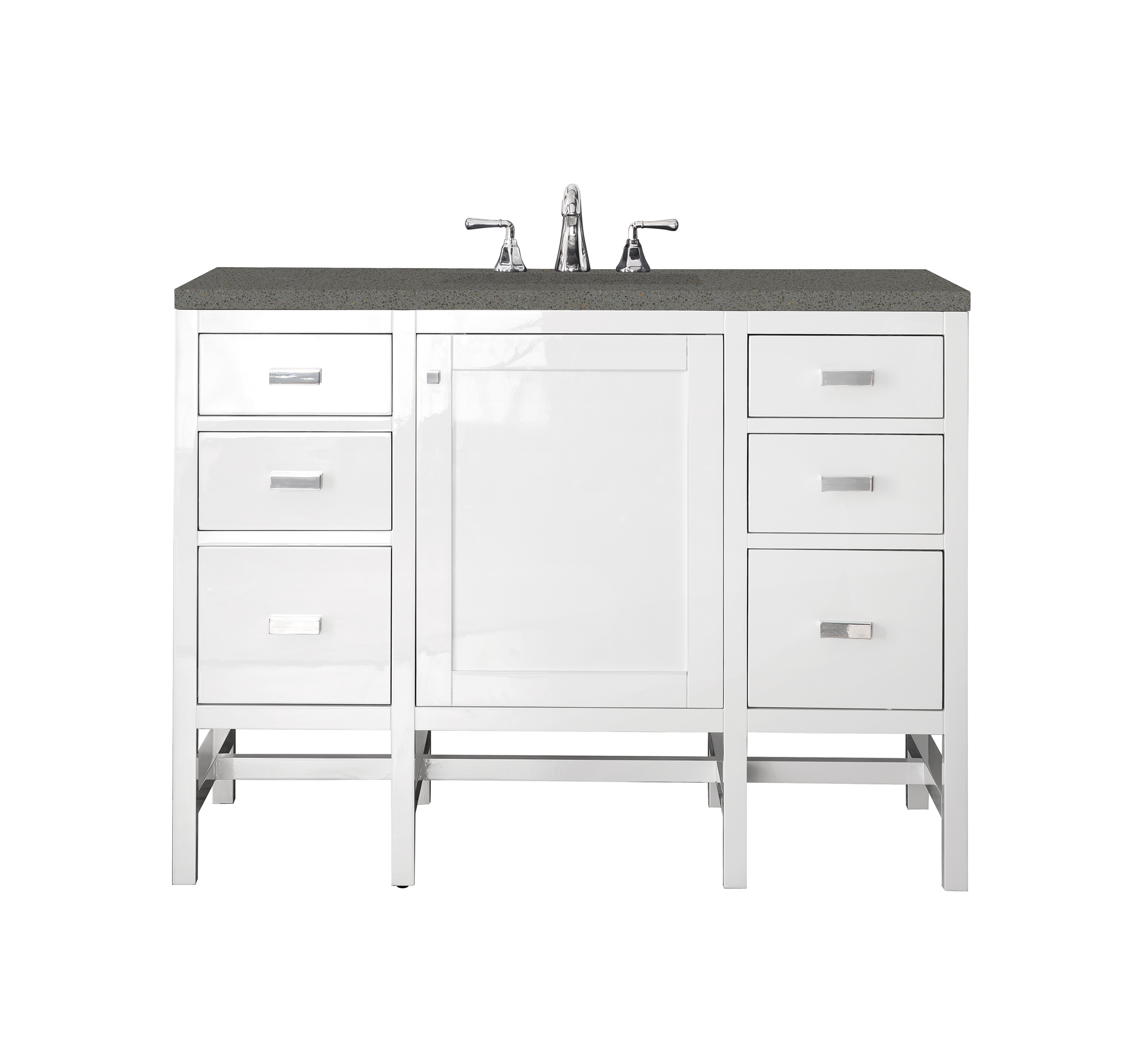 James Martin E444-V48-GW-3GEX Addison 48" Single Vanity Cabinet, Glossy White, w/ 3 CM Grey Expo Quartz Top