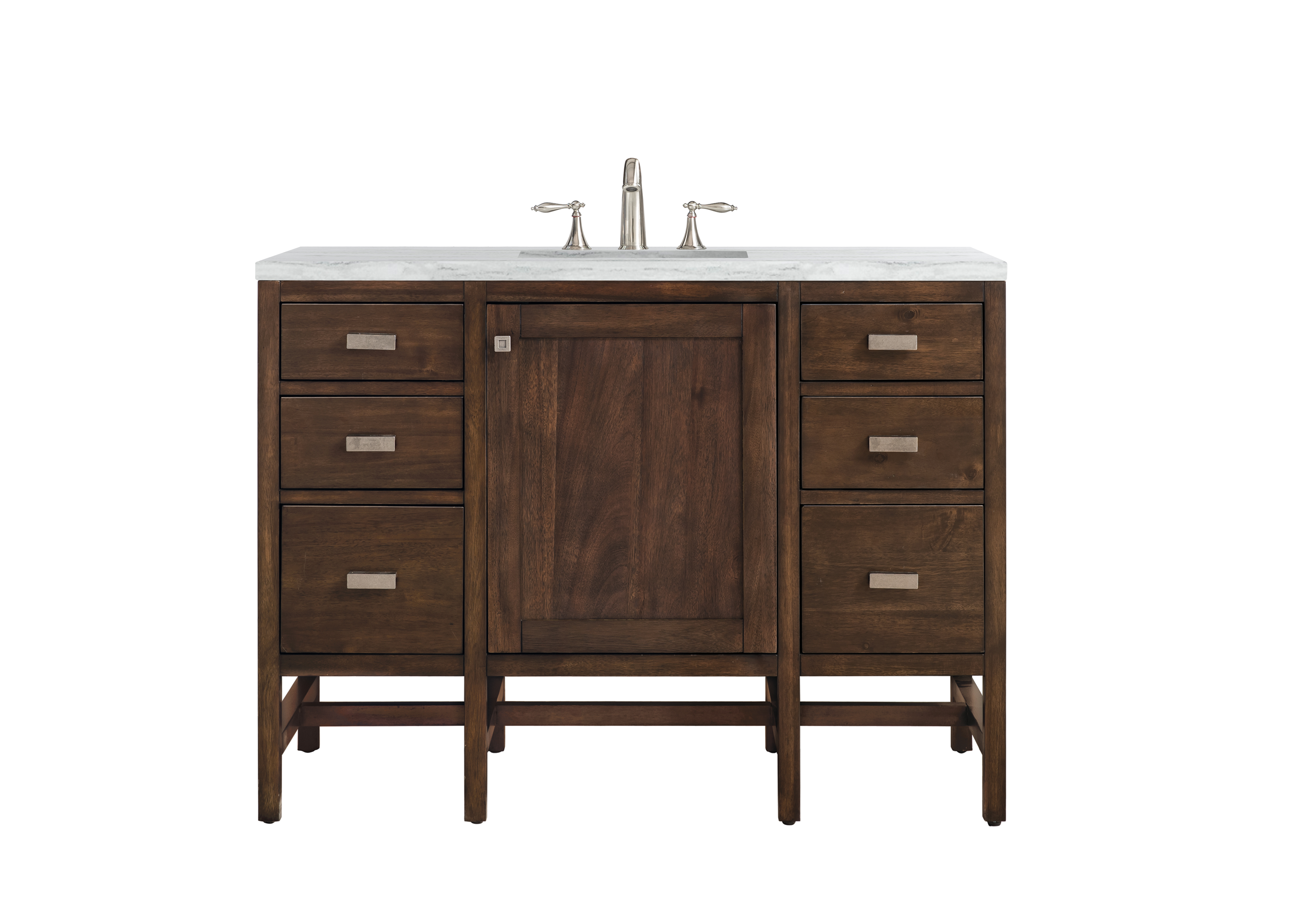 James Martin E444-V48-MCA-3AF Addison 48" Single Vanity Cabinet, Mid Century Acacia, w/ 3 CM Arctic Fall Solid Surface Countertop