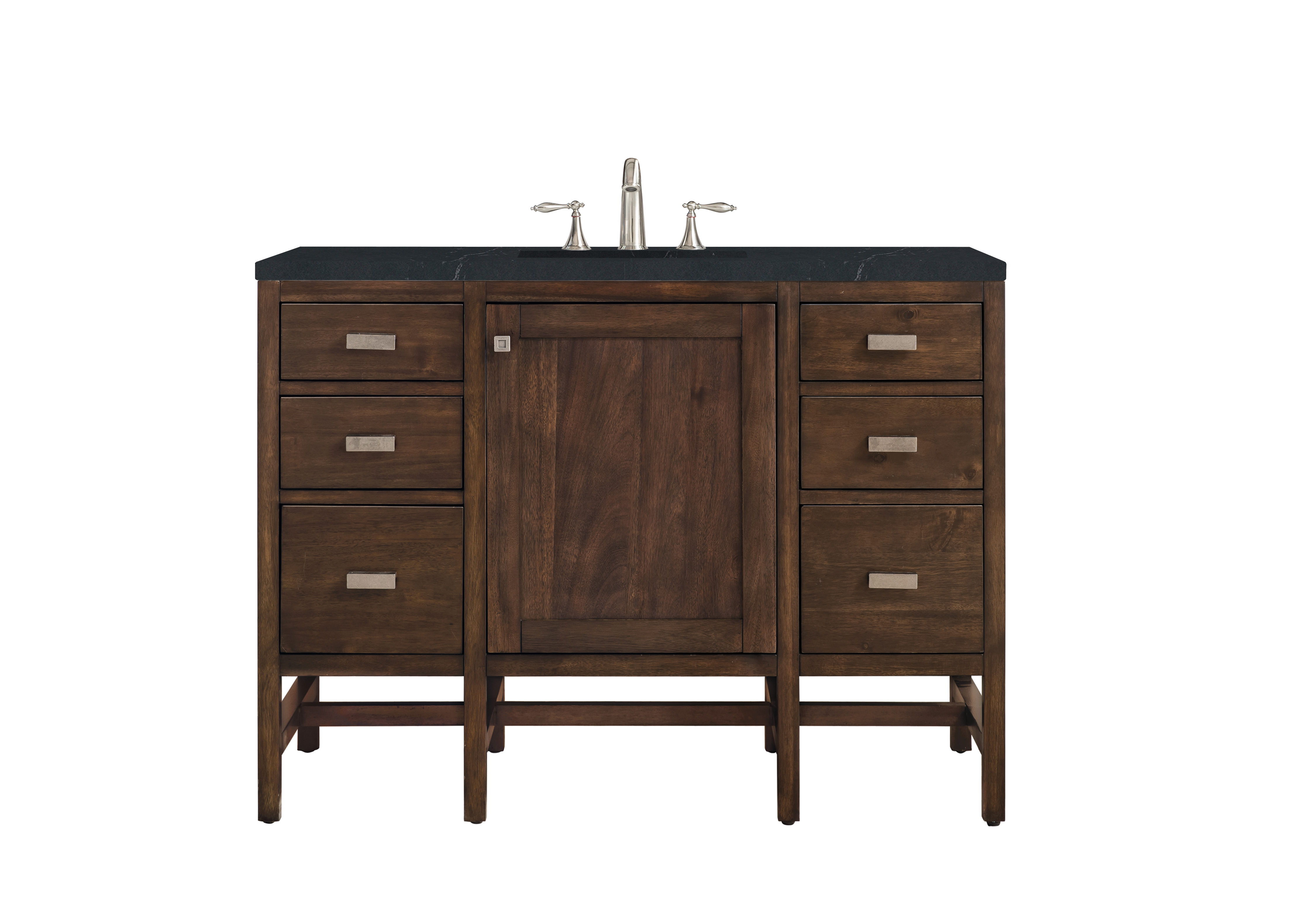 James Martin E444-V48-MCA-3CSP Addison 48" Single Vanity Cabinet, Mid Century Acacia, w/ 3 CM Charcoal Soapstone Quartz Top