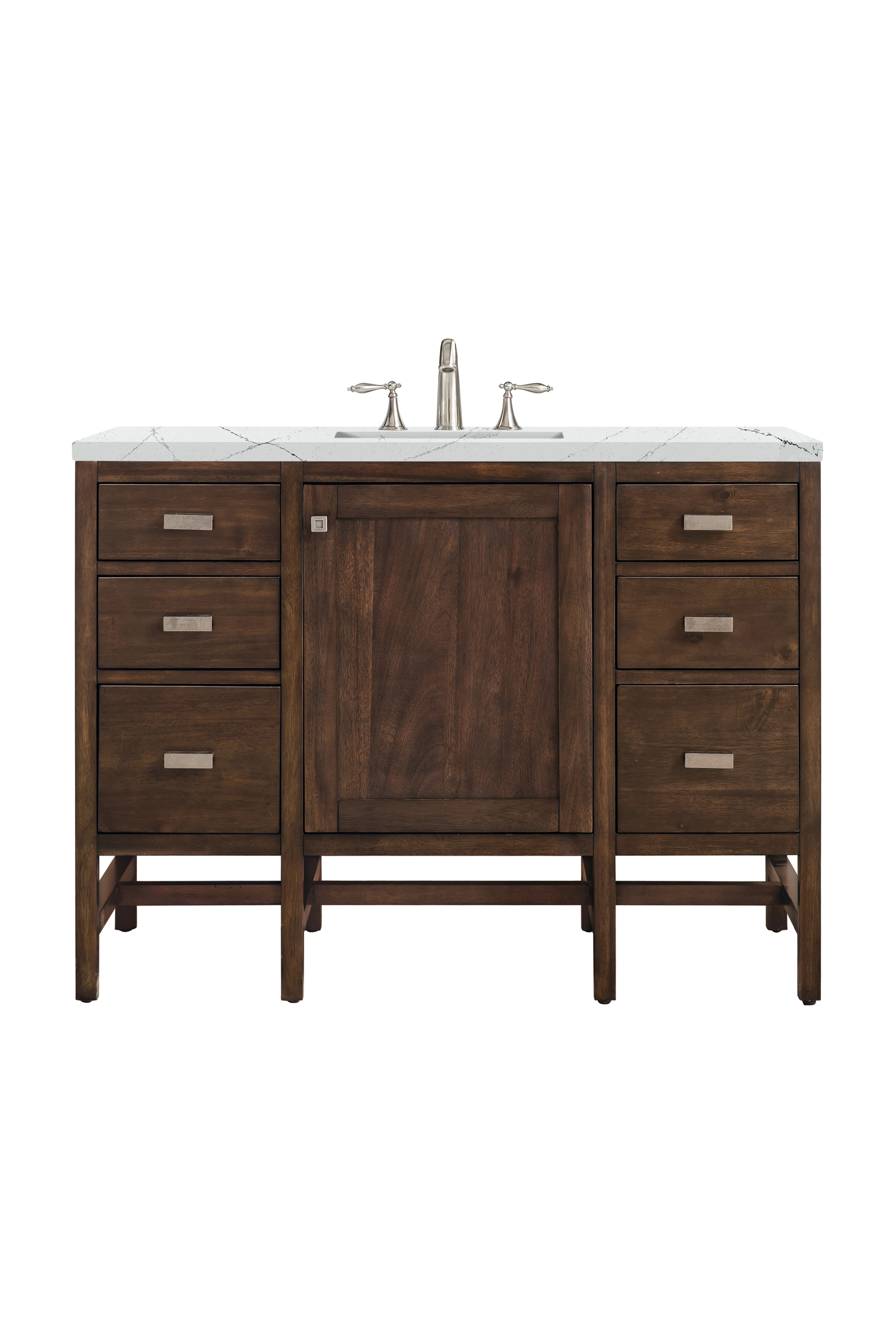 James Martin E444-V48-MCA-3ENC Addison 48" Single Vanity Cabinet, Mid Century Acacia, w/ 3 CM Ethereal Noctis Quartz Top