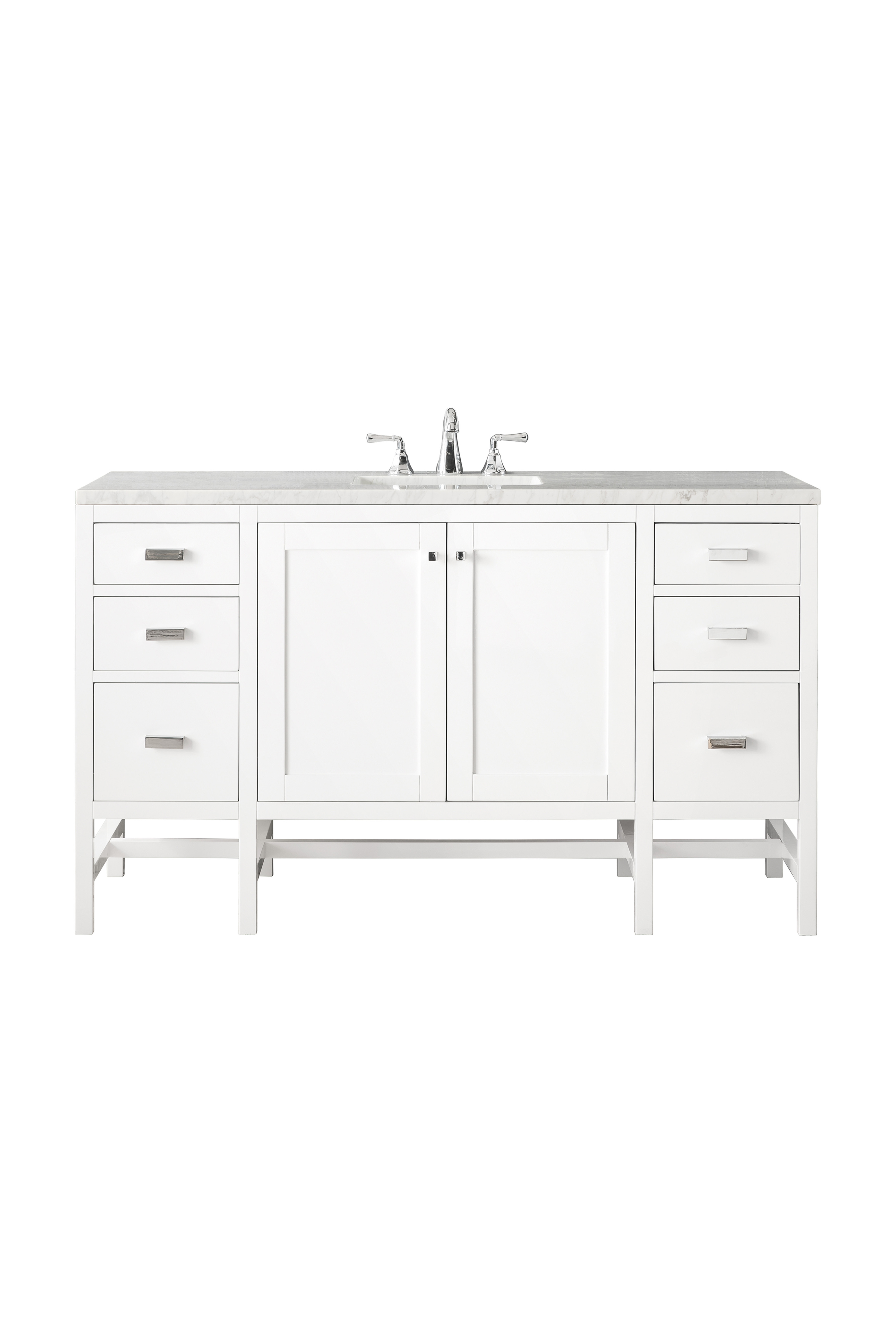 James Martin E444-V60S-GW-3AF Addison 60" Single Vanity Cabinet , Glossy White, w/ 3 CM Arctic Fall Solid Surface Countertop