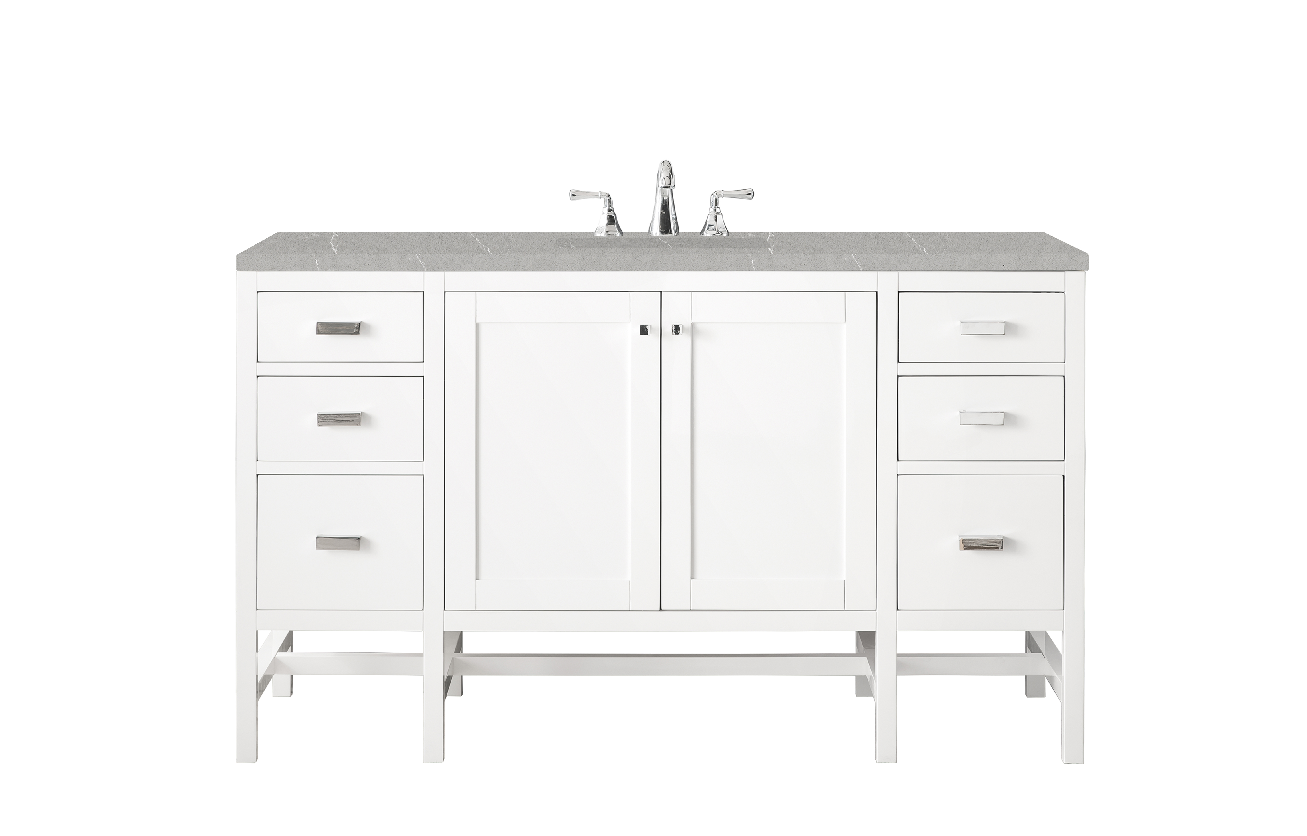 James Martin E444-V60S-GW-3ESR Addison 60" Single Vanity Cabinet , Glossy White, w/ 3 CM Eternal Serena Top