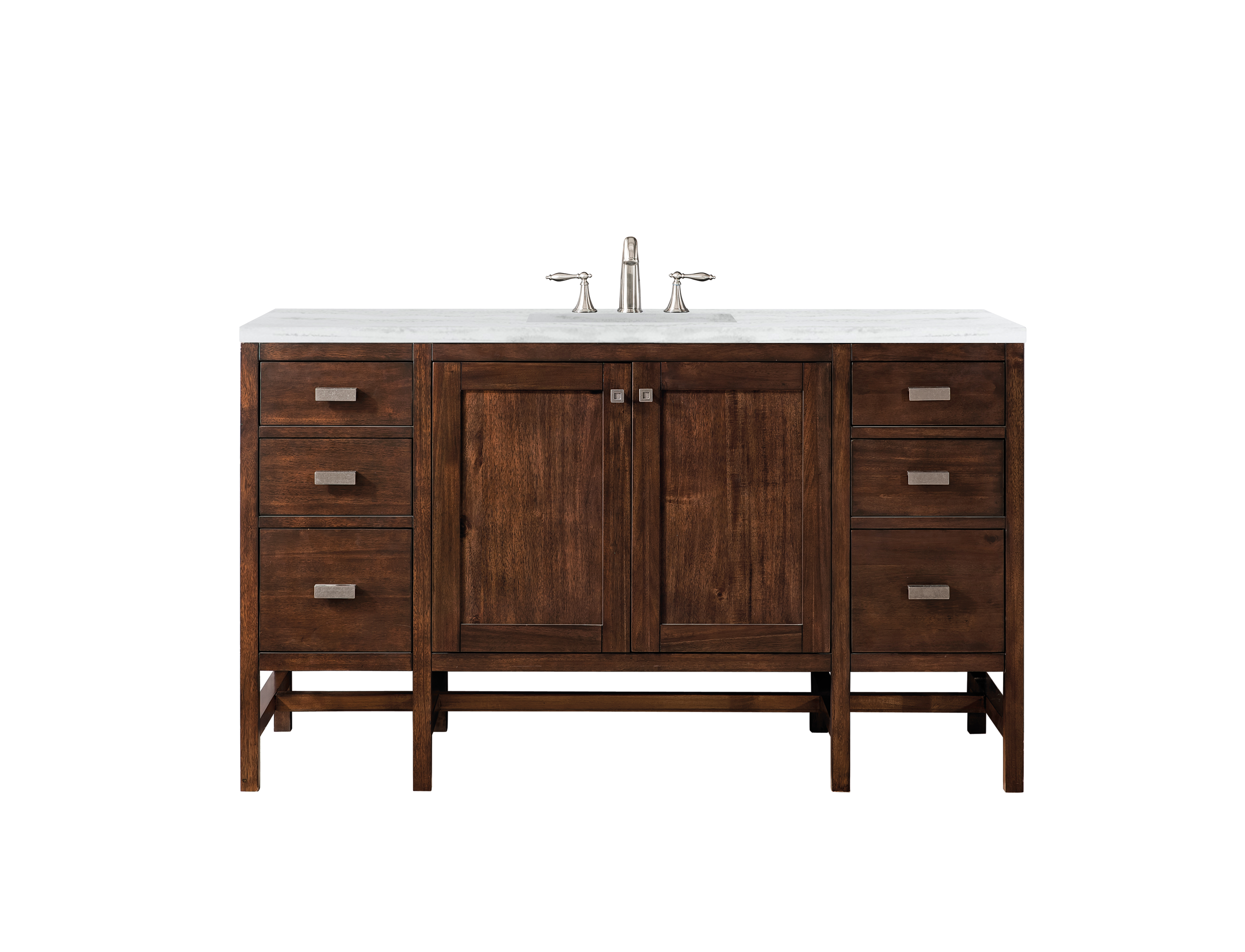 James Martin E444-V60S-MCA-3AF Addison 60" Single Vanity Cabinet , Mid Century Acacia, w/ 3 CM Arctic Fall Solid Surface Countertop