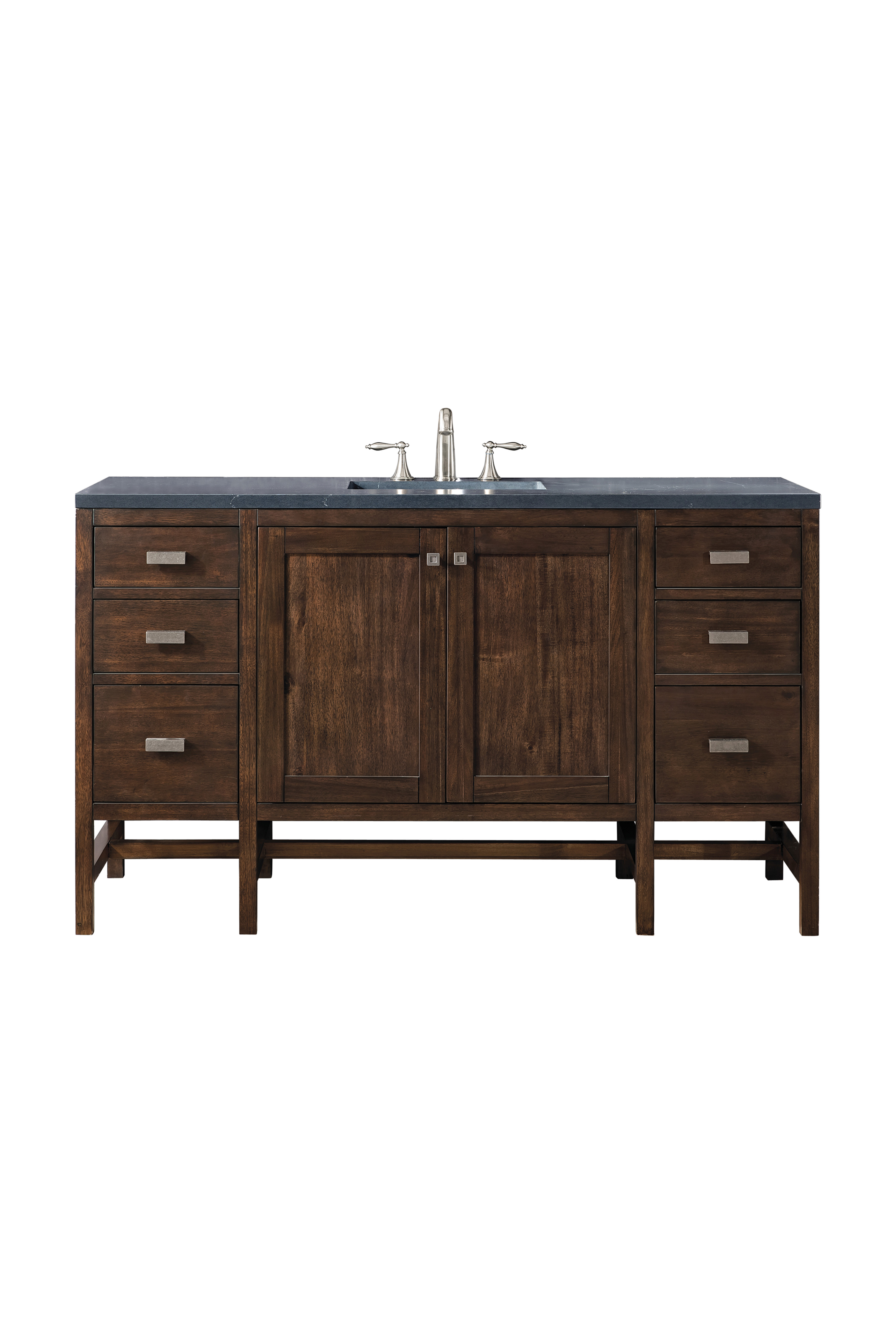 James Martin E444-V60S-MCA-3CSP Addison 60" Single Vanity Cabinet , Mid Century Acacia, w/ 3 CM Charcoal Soapstone Quartz Top