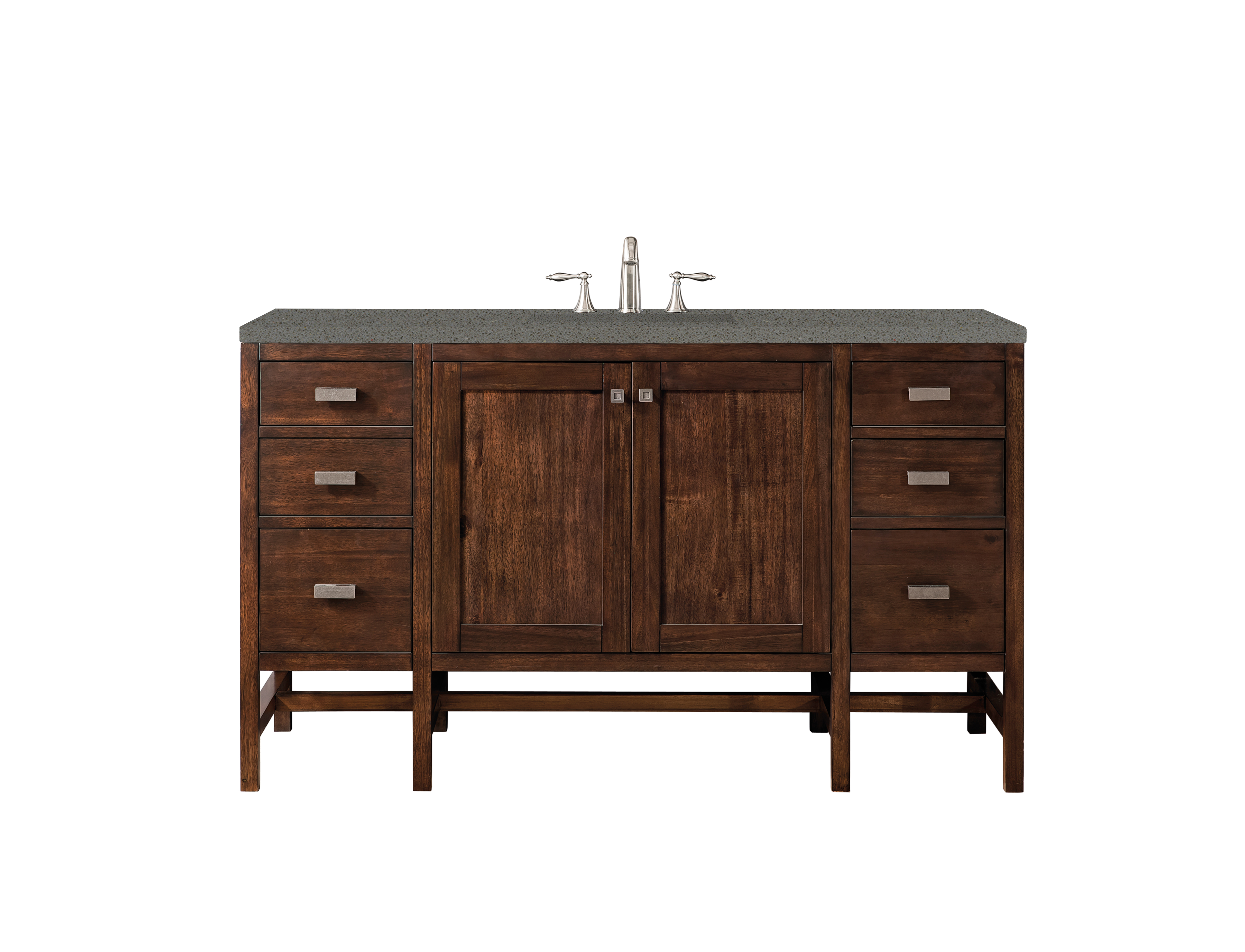 James Martin E444-V60S-MCA-3GEX Addison 60" Single Vanity Cabinet , Mid Century Acacia, w/ 3 CM Grey Expo Quartz Top