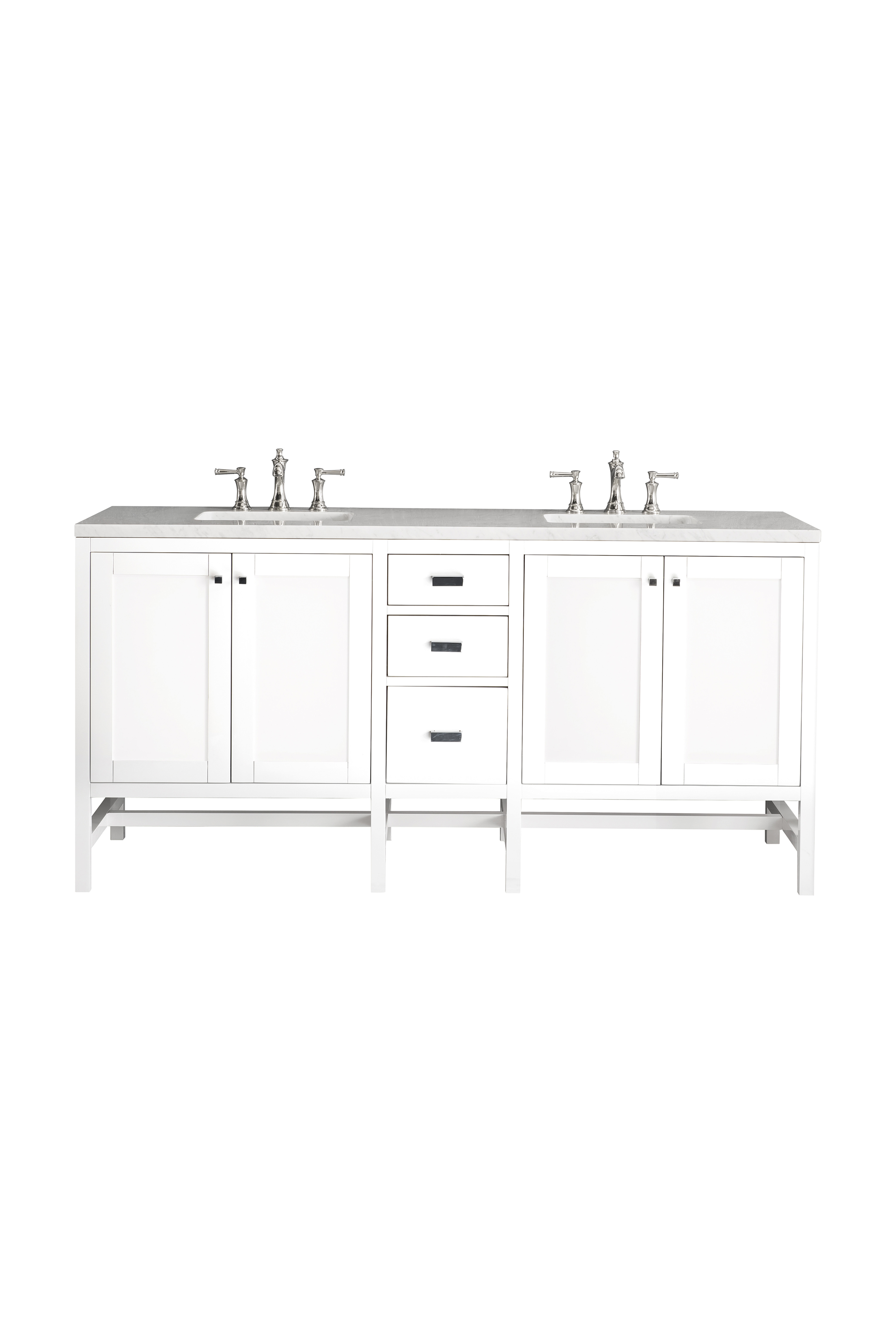 James Martin E444-V72-GW-3AF Addison 72" Double Vanity Cabinet, Glossy White, w/ 3 CM Arctic Fall Solid Surface Countertop