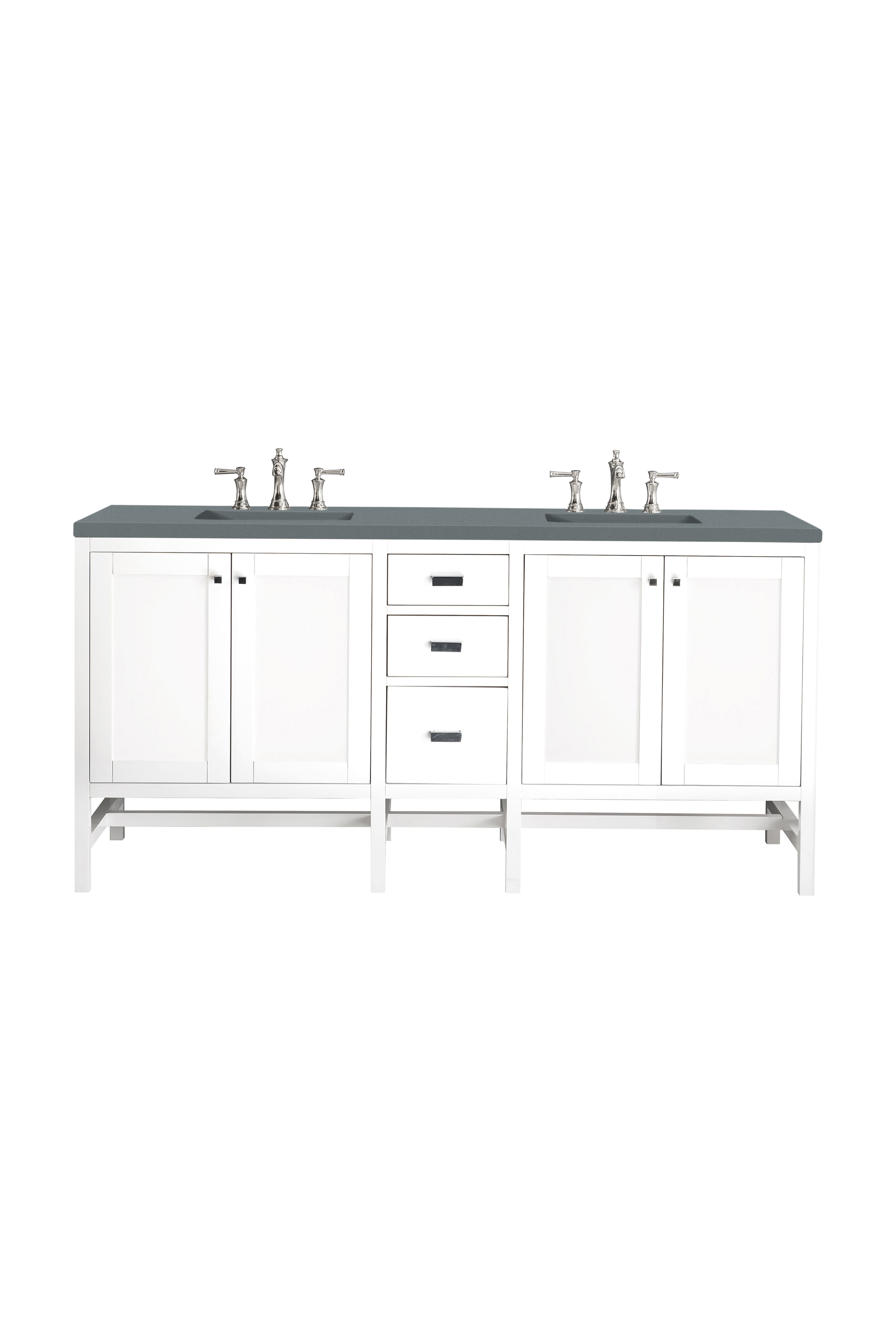 James Martin E444-V72-GW-3CBL Addison 72" Double Vanity Cabinet, Glossy White, w/ 3 CM Cala Blue Top