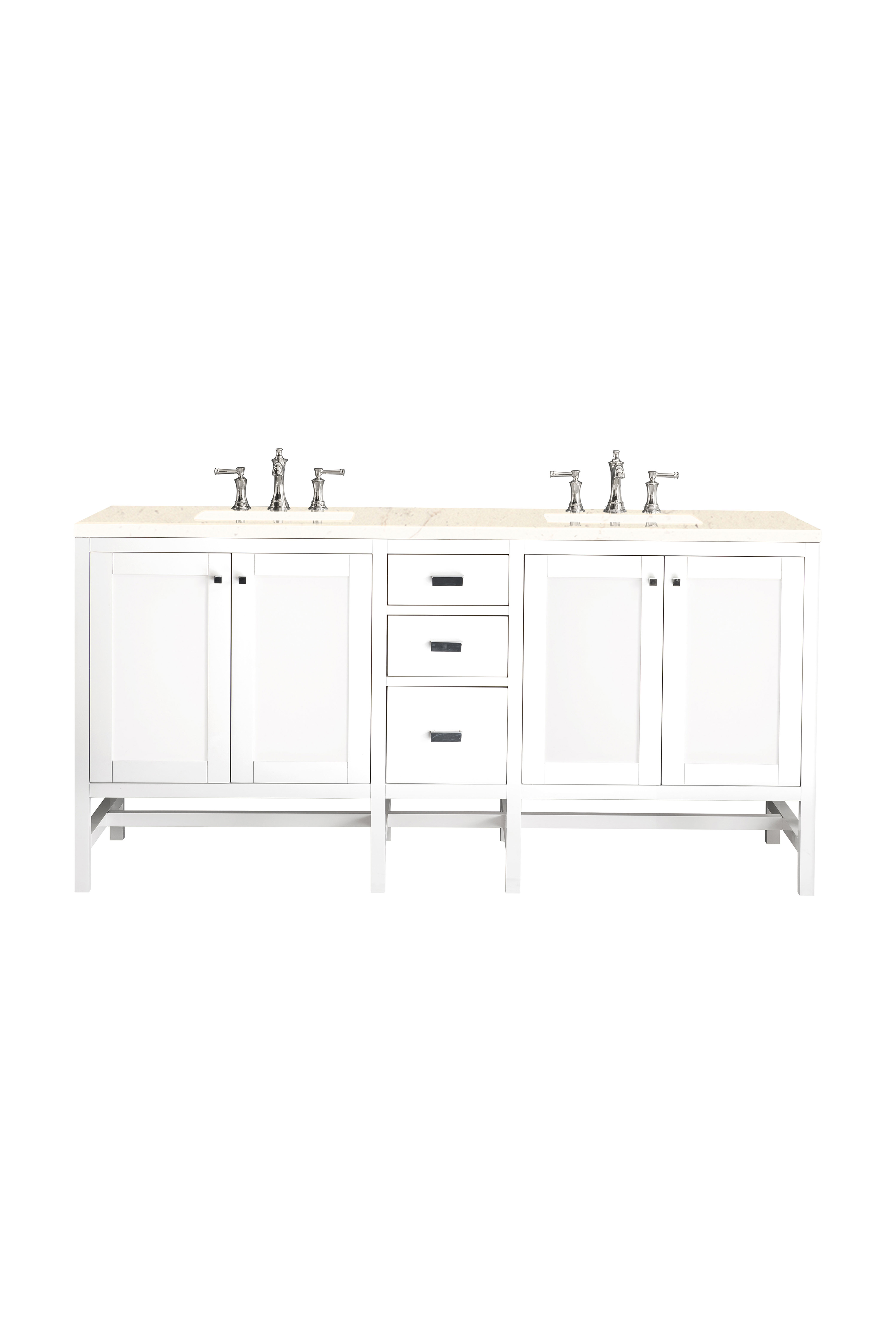 James Martin E444-V72-GW-3EMR Addison 72" Double Vanity Cabinet, Glossy White, w/ 3 CM Eternal Marfil Top