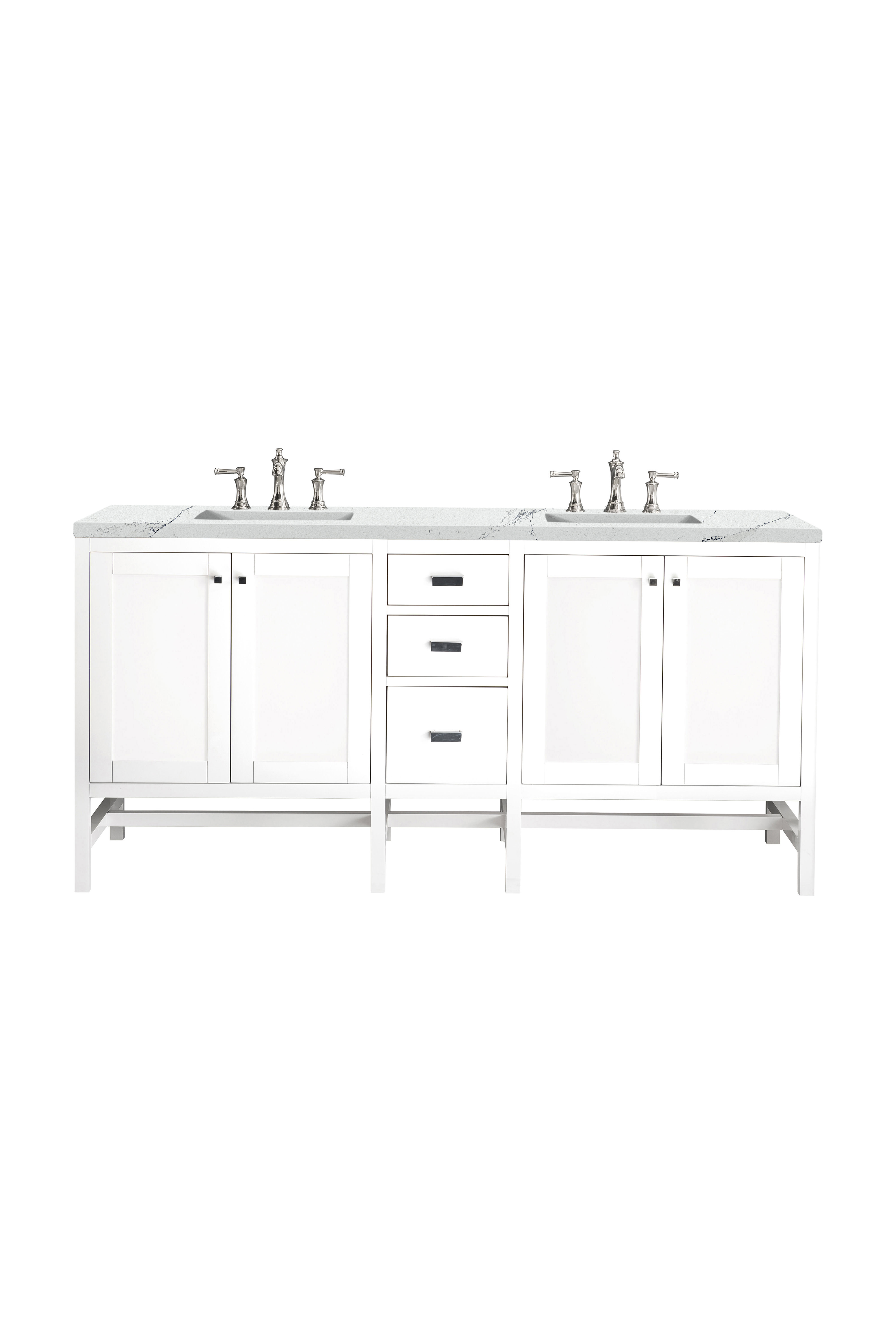 James Martin E444-V72-GW-3ENC Addison 72" Double Vanity Cabinet, Glossy White, w/ 3 CM Ethereal Noctis Top