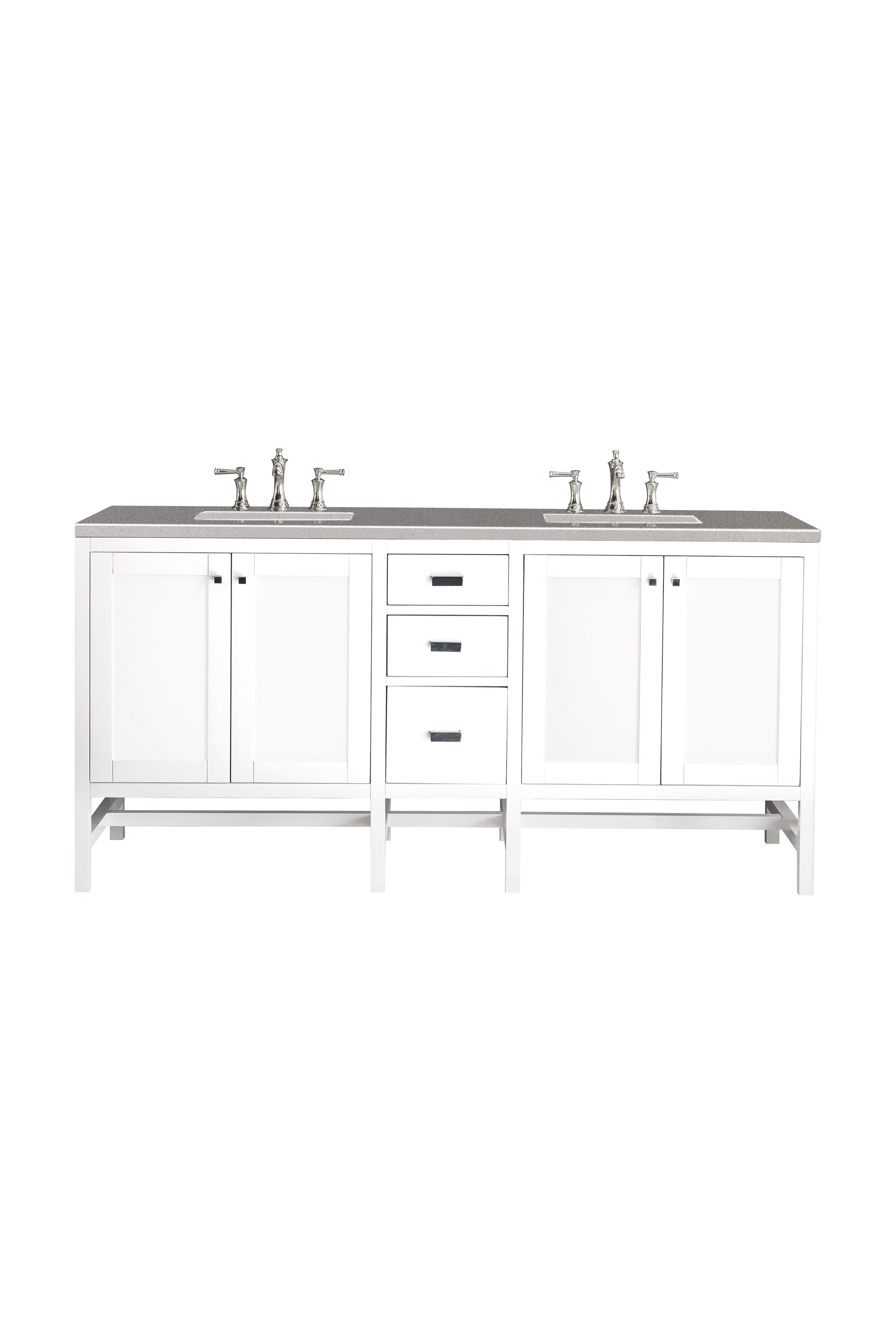 James Martin E444-V72-GW-3GEX Addison 72" Double Vanity Cabinet, Glossy White, w/ 3 CM Grey Expo Quartz Top