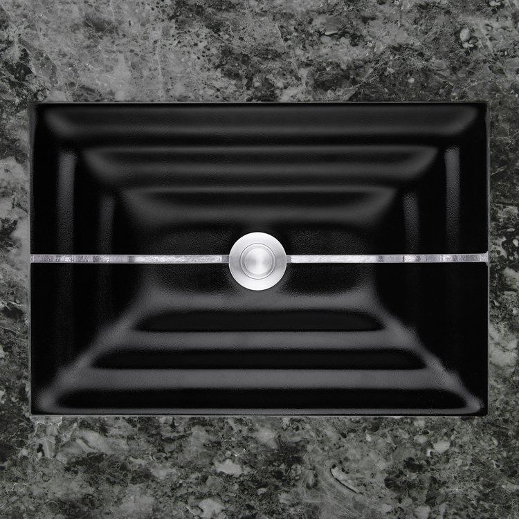 Linkasink AG01B-04SLV STRIPE Medium Rectangular - Black Glass with Silver accent - Click Image to Close