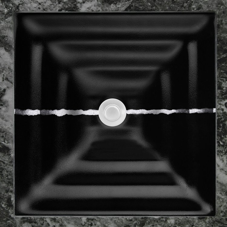 Linkasink AG02E-04SLV RIVER Medium Square - Black Glass with Silver accent - Click Image to Close