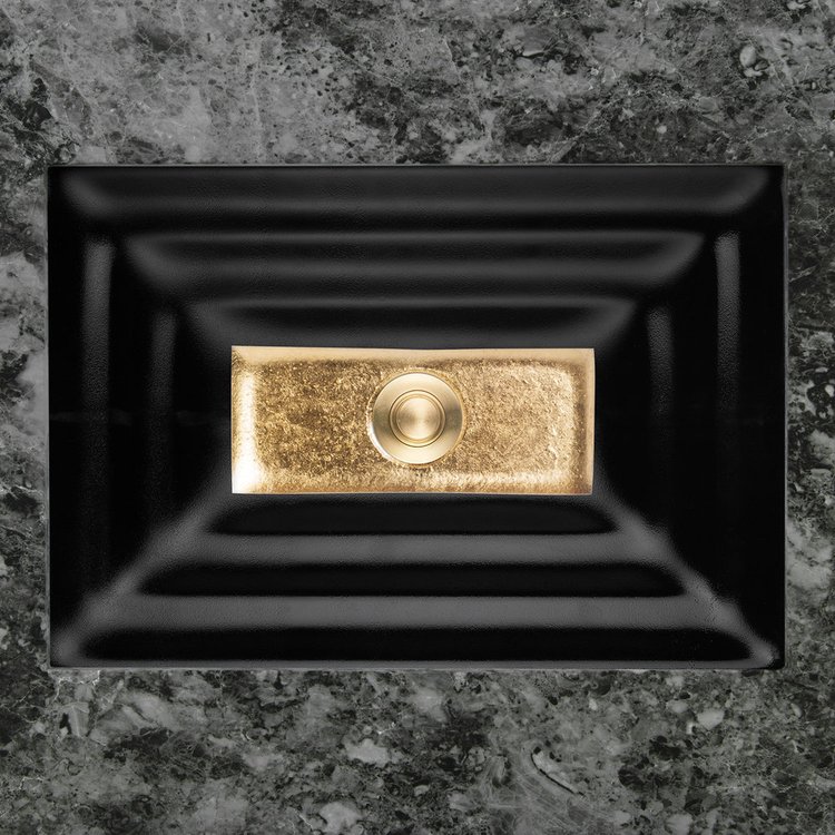 Linkasink AG03C-04GLD WINDOW Large Rectangular - Black Glass with Gold accent