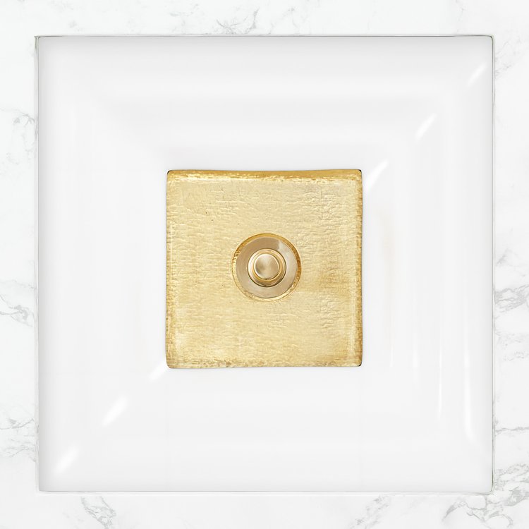Linkasink AG03E-01GLD WINDOW Medium Square - White Glass with Gold accent